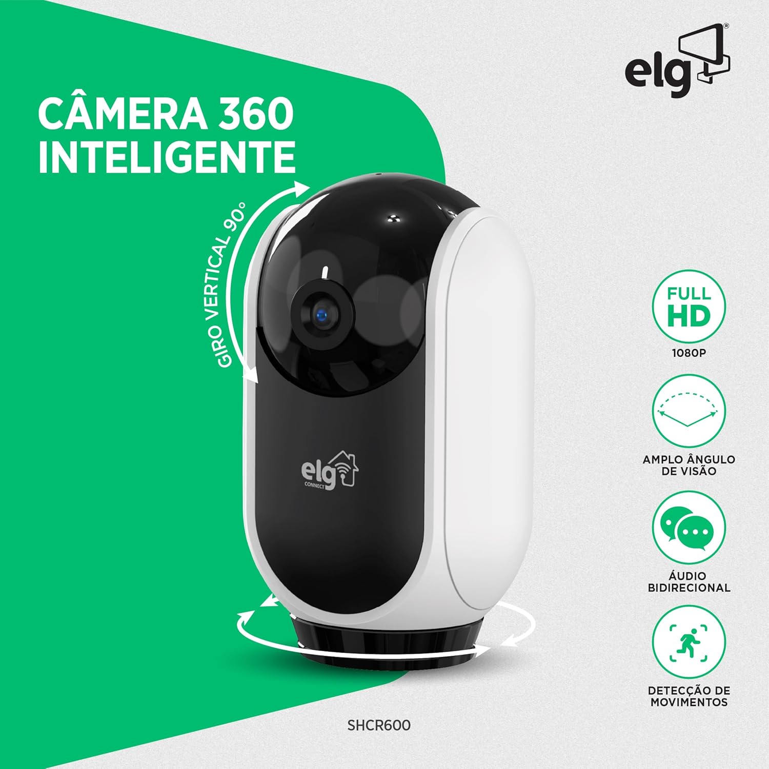 Evidencia a aplicação prática da câmera em casa, reforçando a ideia de segurança residencial e cobertura de ambiente.