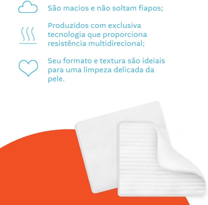 Destaca atributos como marca, quantidade, tipo de algodão e possíveis avisos de uso.