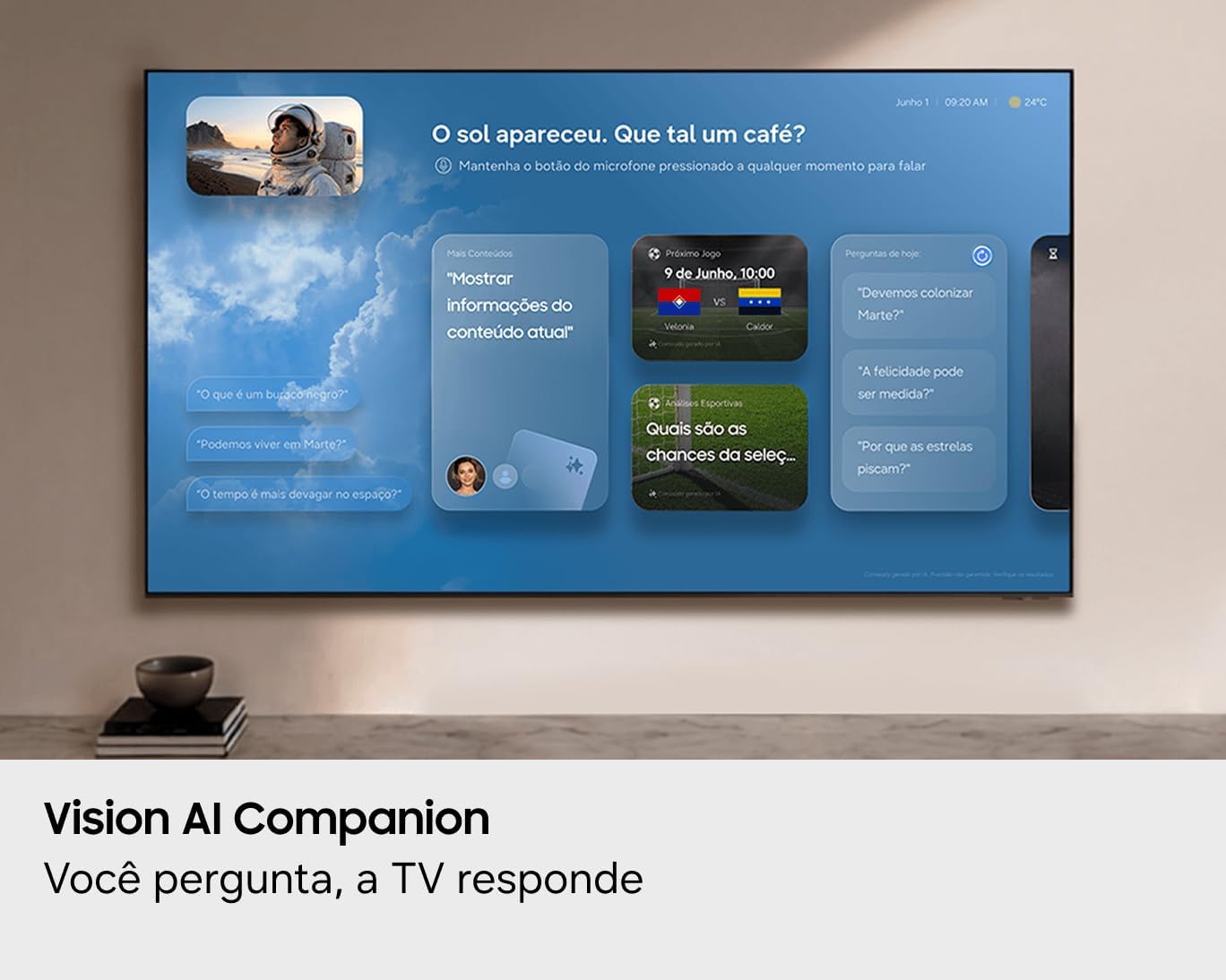 Destaca funções smart, IA e navegação por voz/recurso conectado.