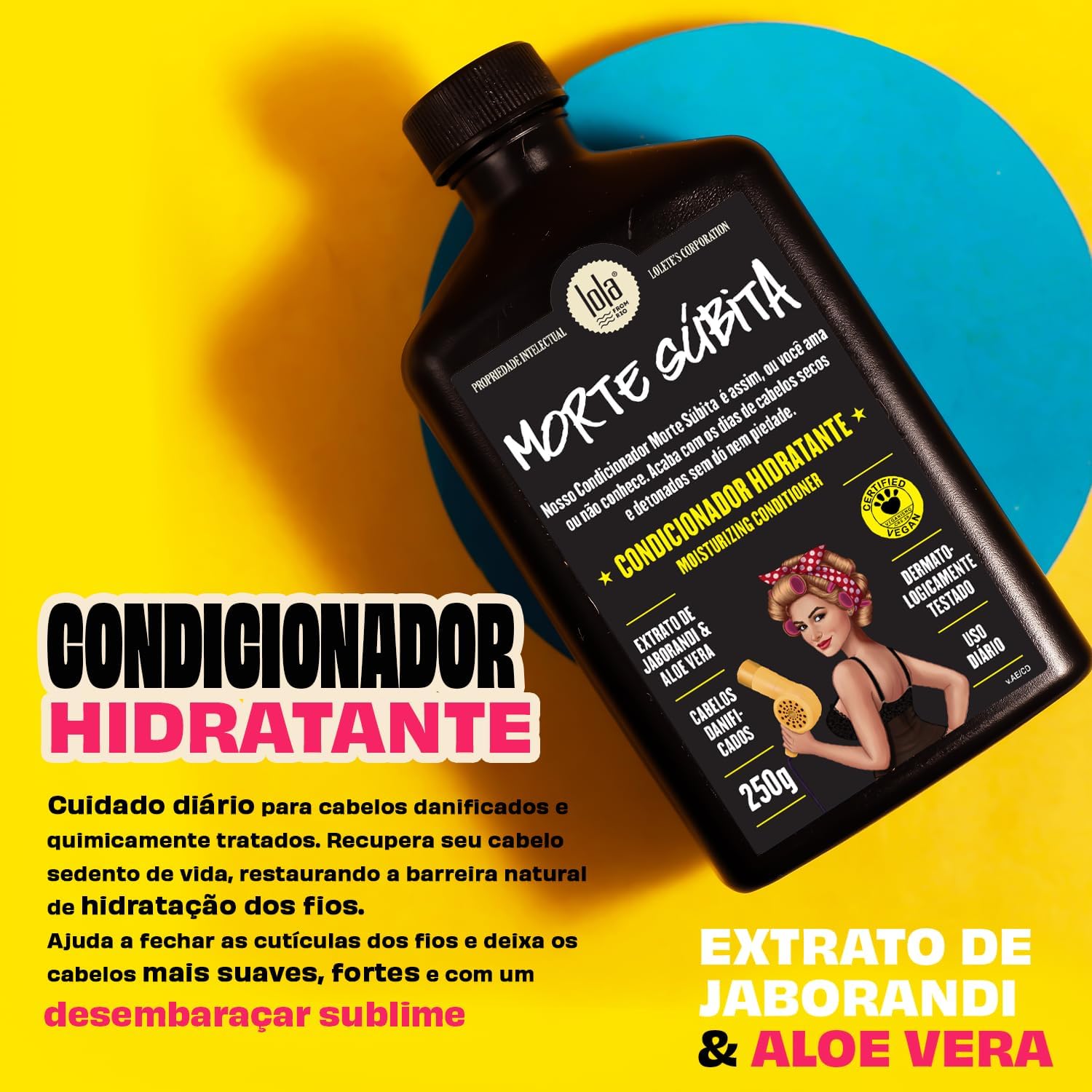 Provavelmente destaca a experiência de aplicação, o conceito de tratamento e os benefícios cosméticos do condicionador.
