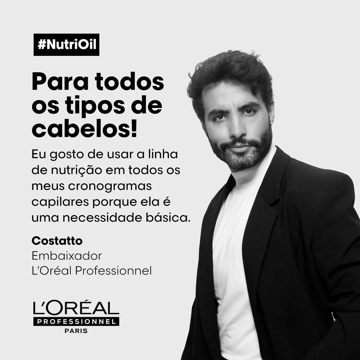 Evidencia o efeito percebido nos fios, como aspecto saudável, brilho e toque macio.