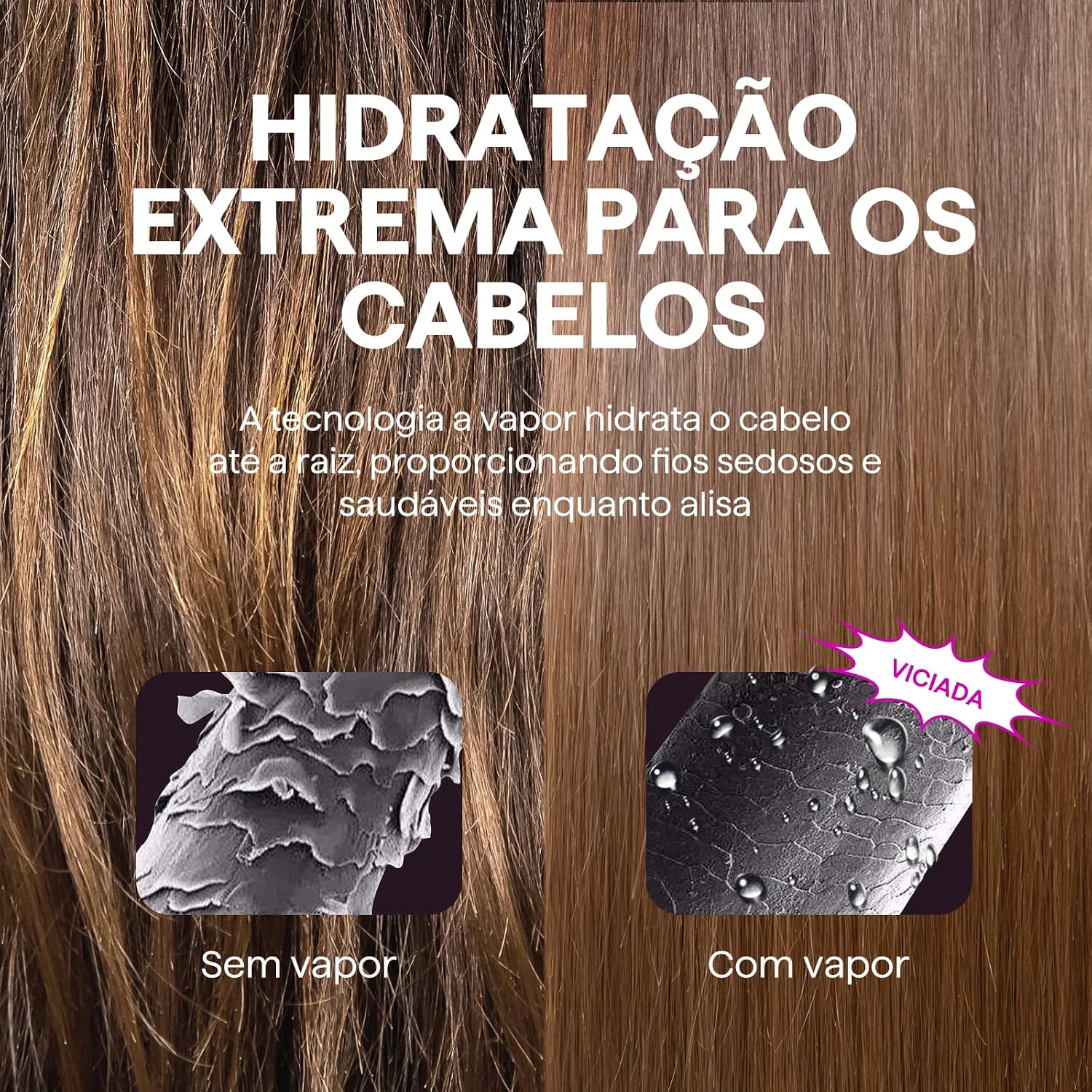 Mostra a proposta prática do produto e como ele é usado na rotina de styling.