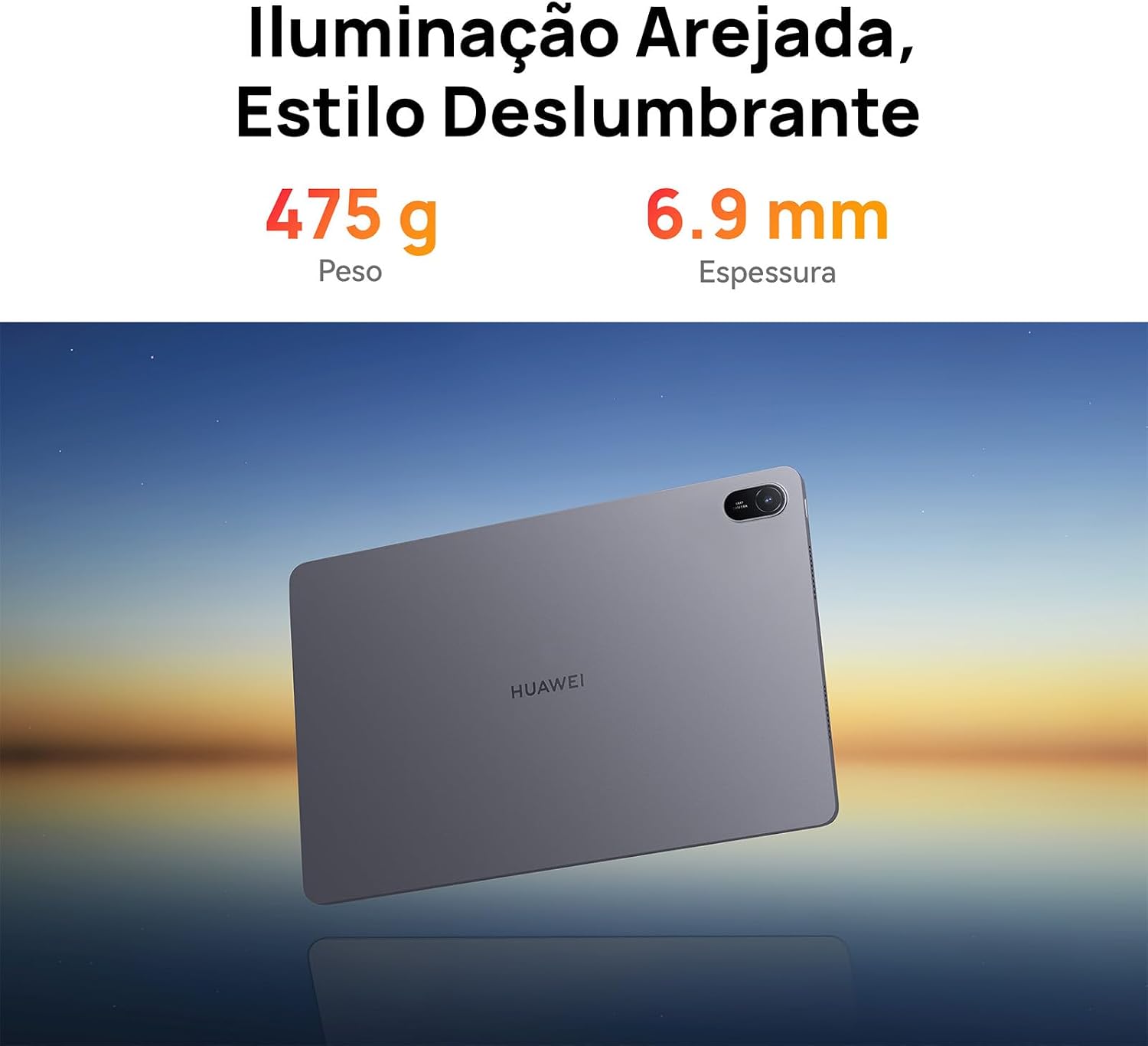 Destaca a portabilidade, a leveza e o design de corpo único em metal.