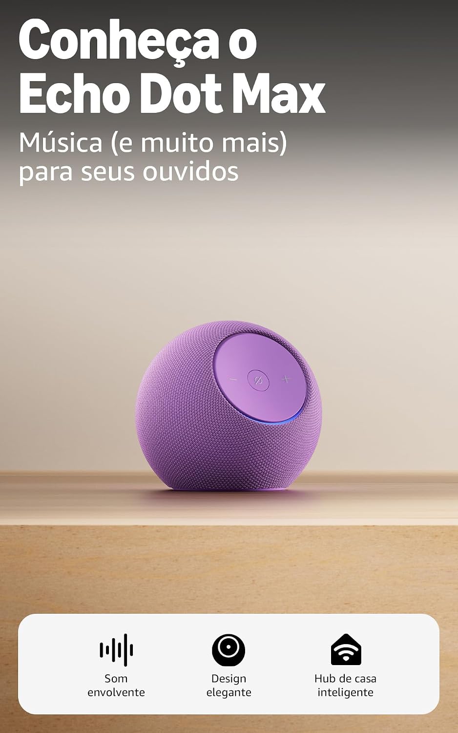 Amazon Echo Dot Max (Geração Mais Recente), Smart Speaker com Alexa, Som Envolvente e Hub de Casa Inteligente Integrado, Ideal para Sua Sala de Estar, Cor Roxa, com Acesso Antecipado À Alexa+