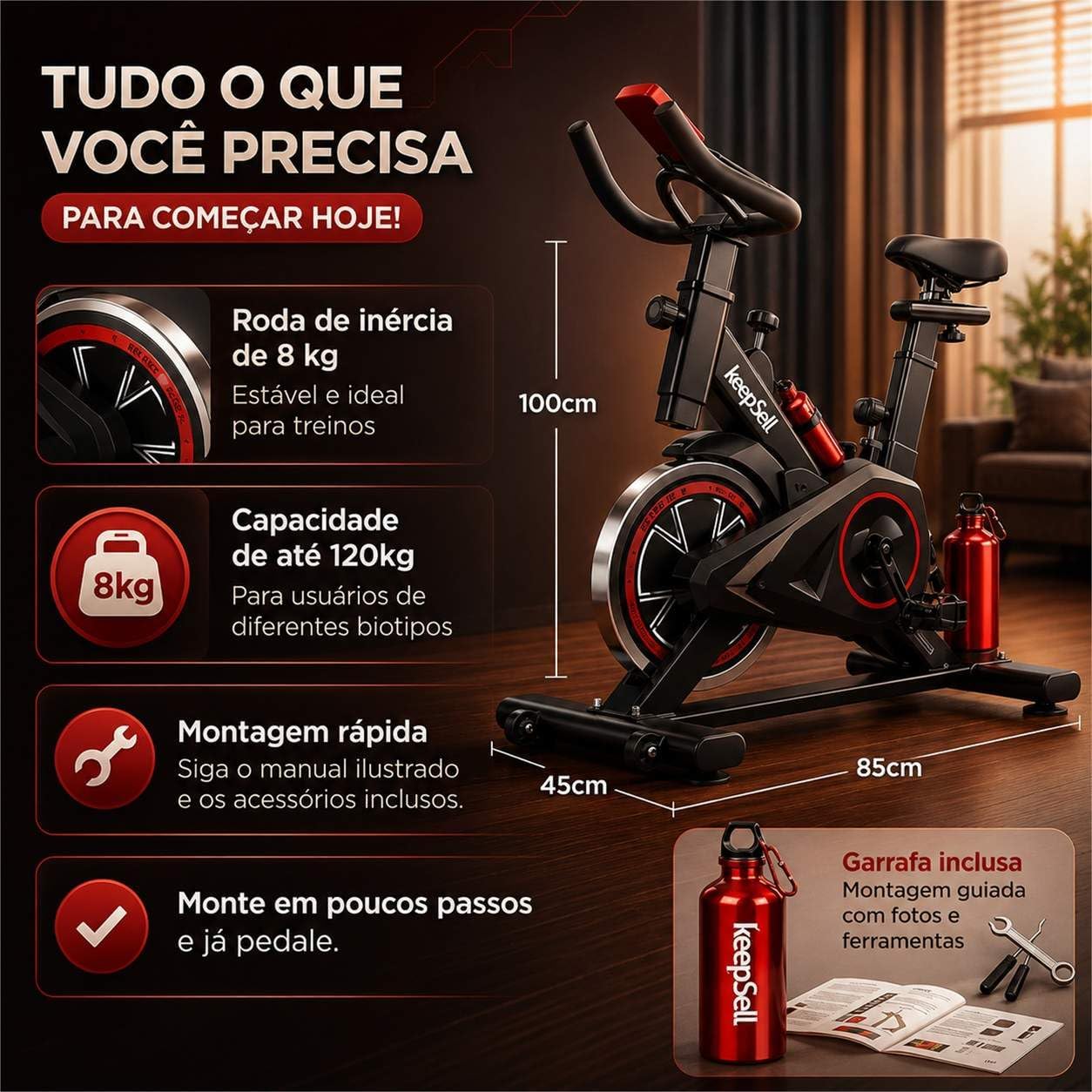 Evidencia estabilidade, postura de uso e robustez da estrutura.