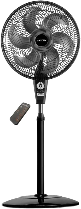 Ventilador de Coluna Mallory Air Timer Ts+ com Controle Remoto 126W, Silencioso, com Hélice de 6 Pás, Auto Desligamento Programável de Até 7 Horas - Pr-Gr - 220V
