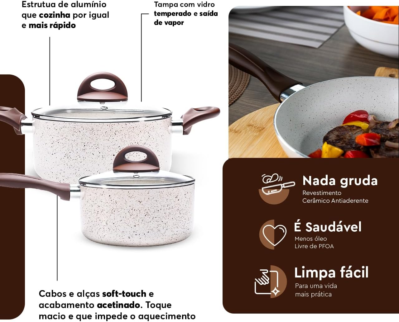 Destaca acabamento, design e composição do kit.