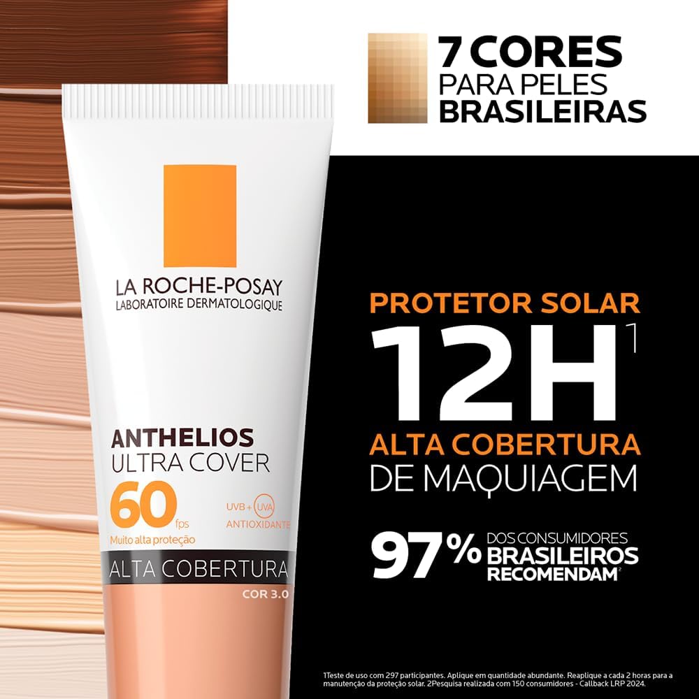 Detalhes do acabamento e da proposta de uso como protetor com cor e maquiagem.