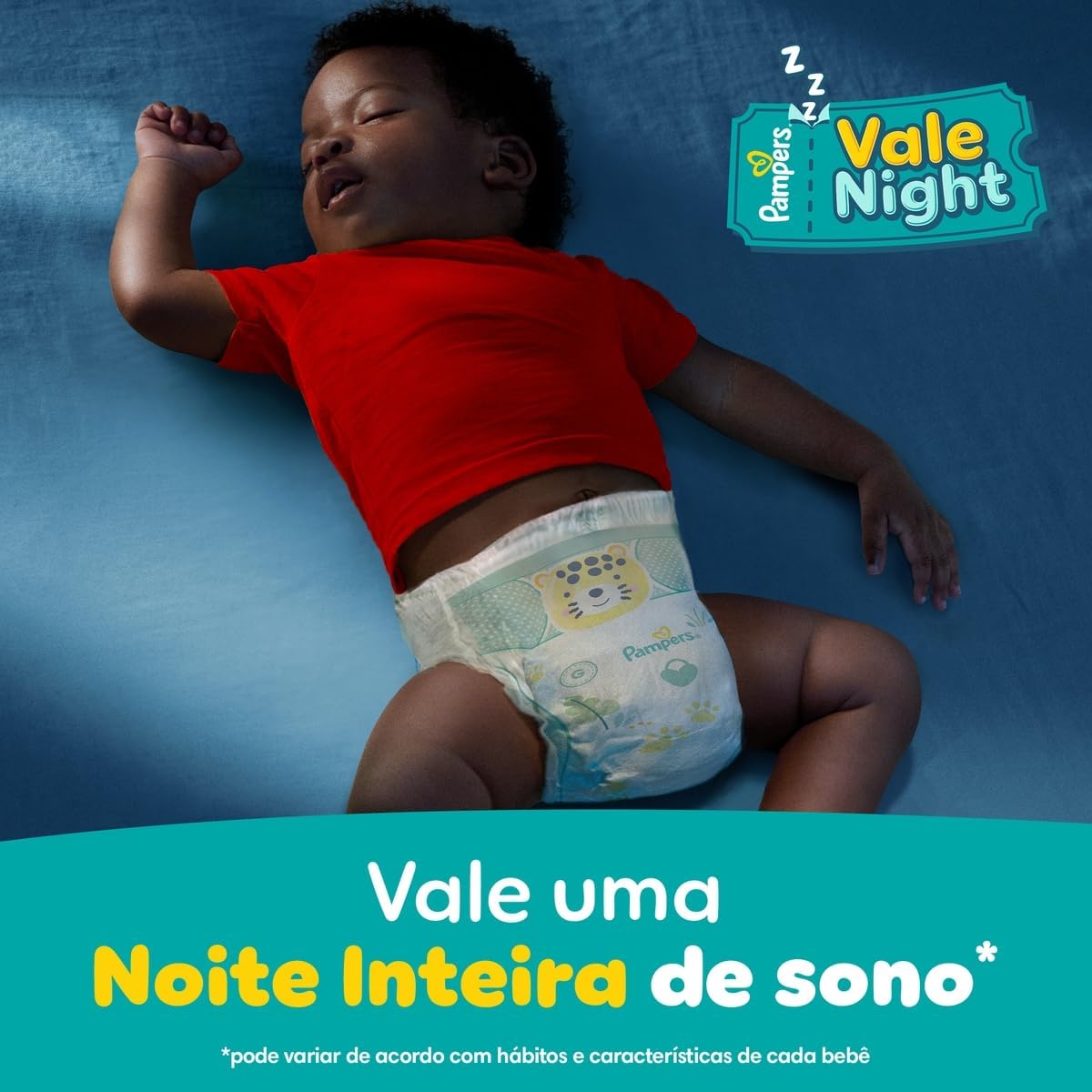 Mostra praticidade no vestir/trocar e a proposta de fralda tipo calça.