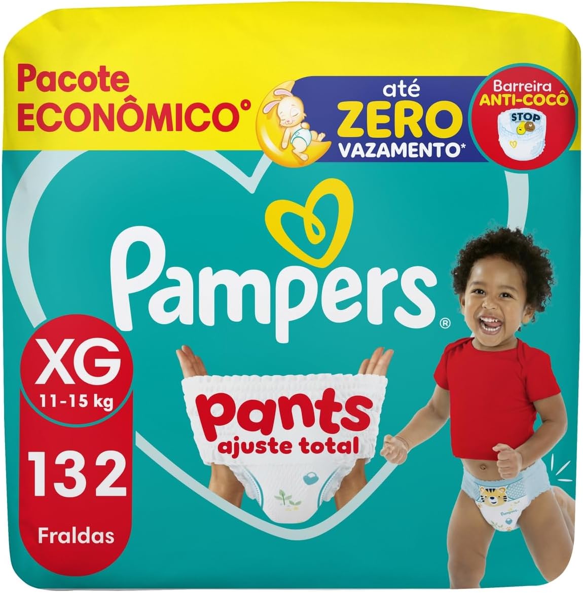 Fralda Pampers Pants Ajuste Total Tamanho Xg, Fácil de Vestir, 132 Unidades