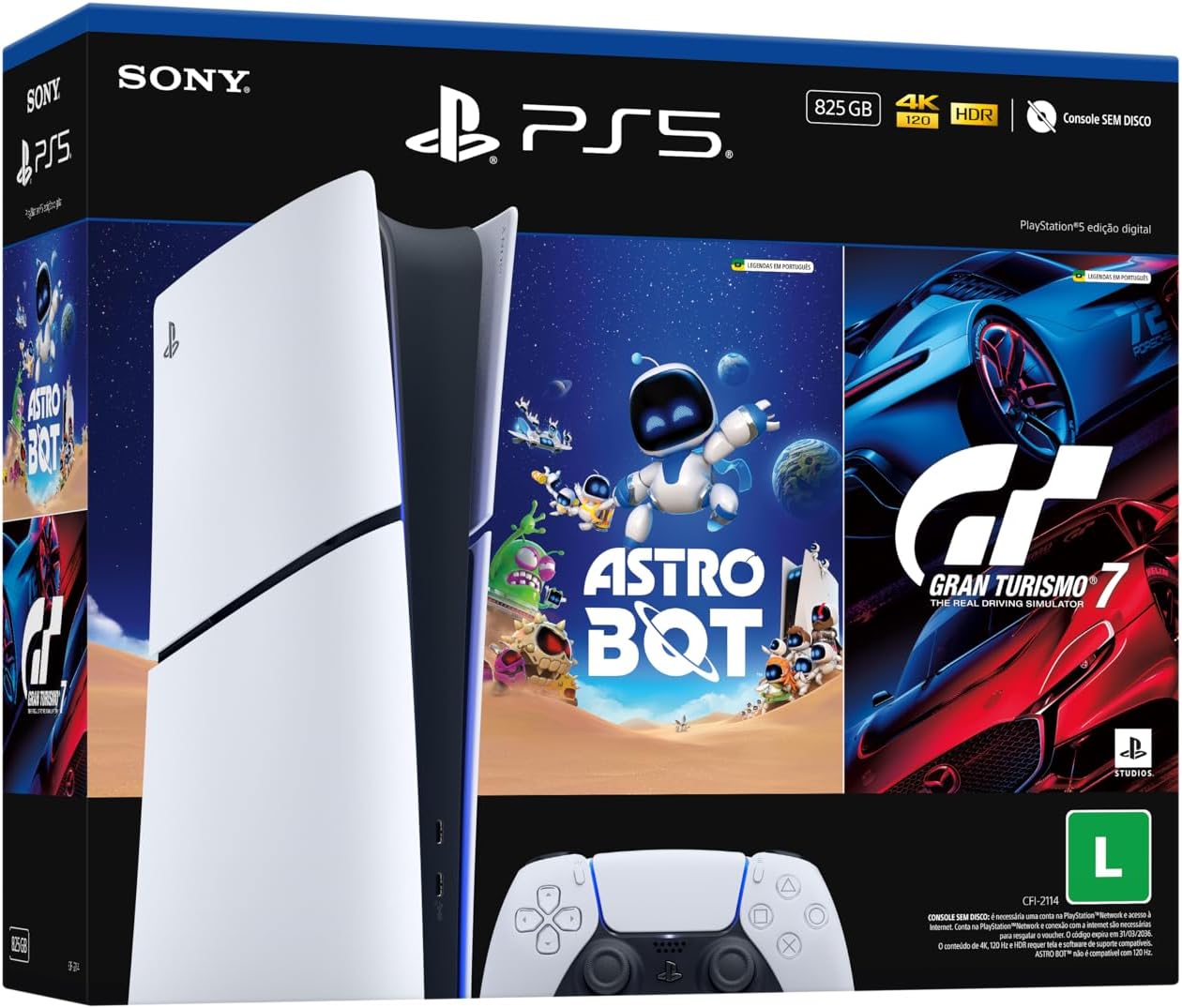 Playstation®5 Slim Digital 825Gb – Pacote Astro Bot e Gran Turismo 7