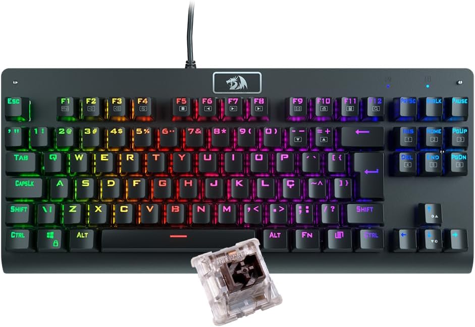 Teclado Mecânico Gamer Redragon Dark Avenger K568-2 Rgb Switch Brown com Fio