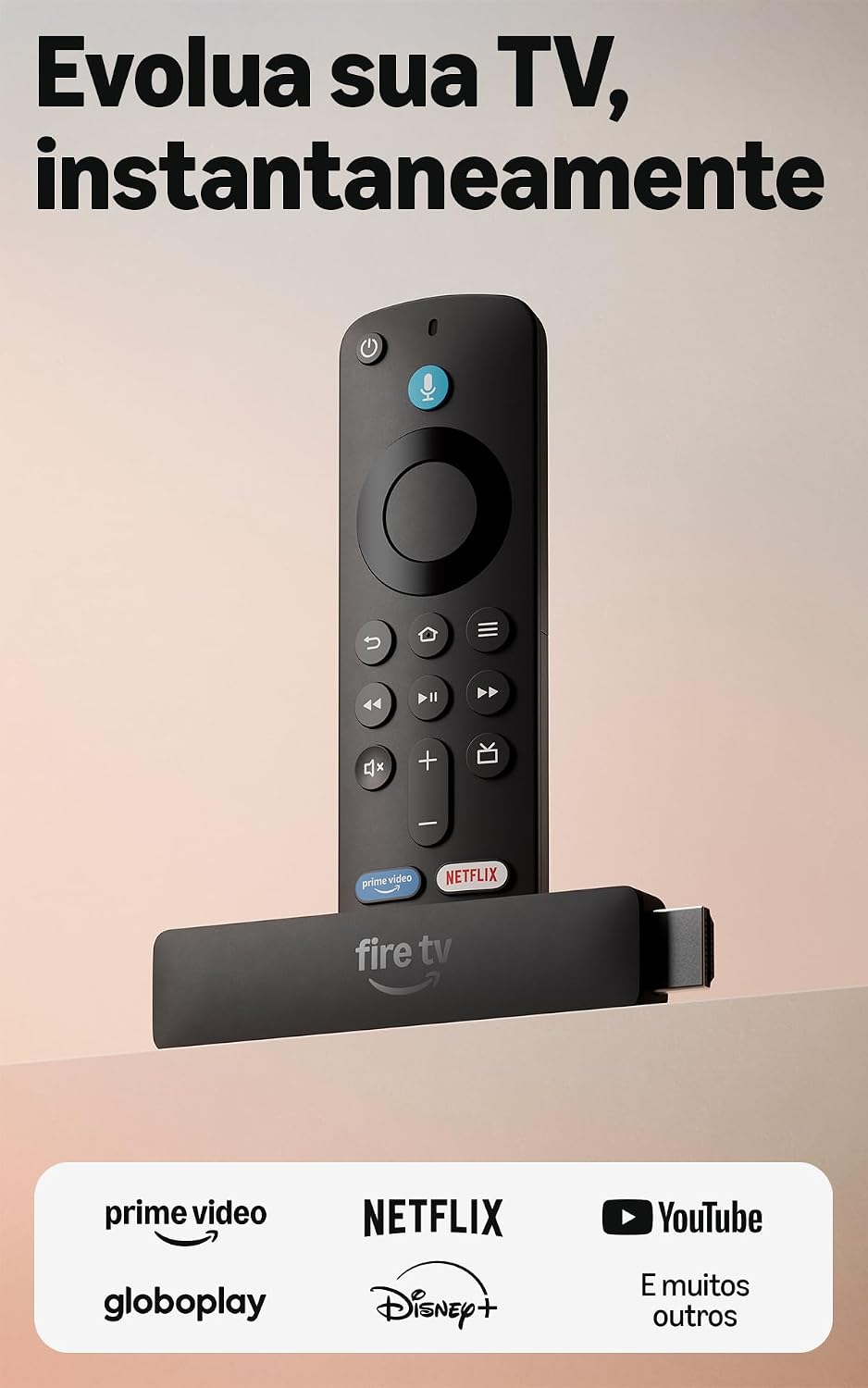 Amazon Fire Tv Stick Hd (Modelo Mais Recente), Controle Remoto Por Voz com Alexa, Alimentado Pela Tv, com Configuração Simples e Acesso Antecipado À Alexa+