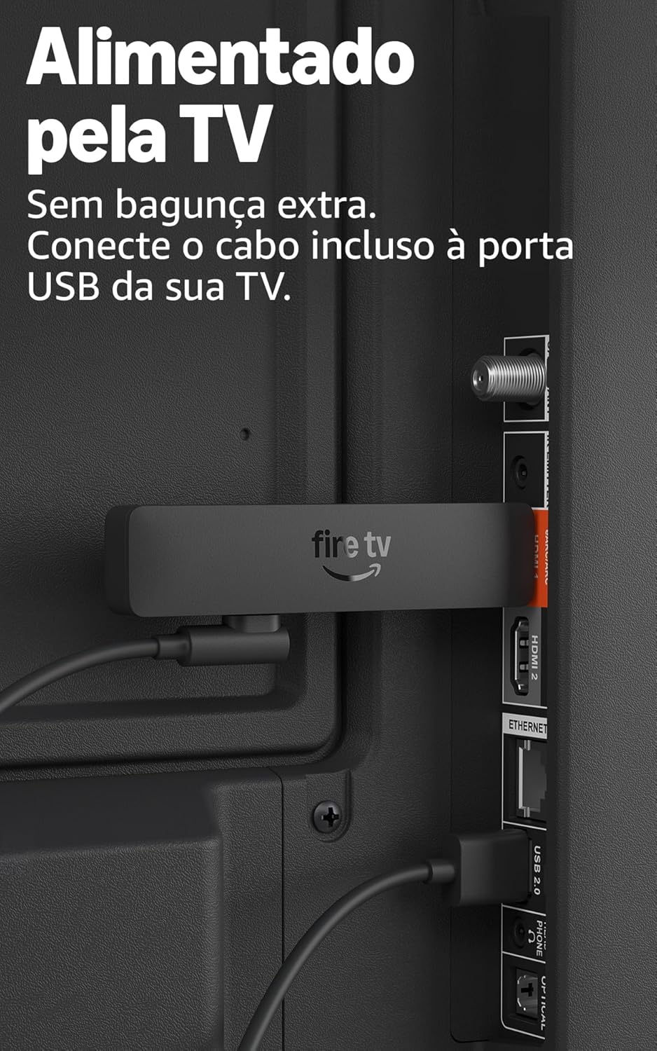 Evidencia o principal diferencial de uso: controle por voz e atalhos para streaming e TV.