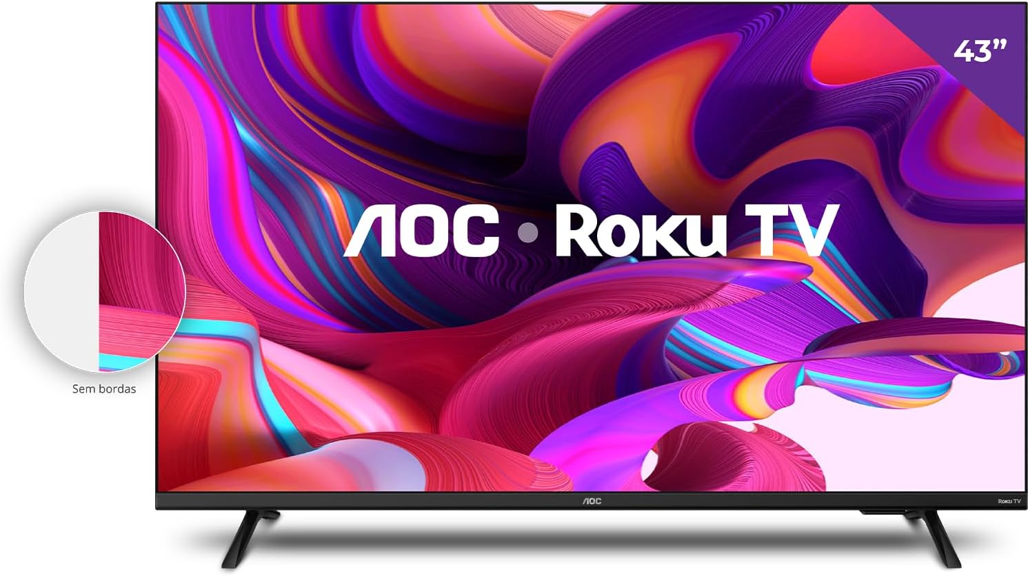 Aoc 43S5135/78G - Smart Tv LED 43" Full Hd, Design sem Bordas, Wi-Fi, Conversor Digital, USB, Hdmi