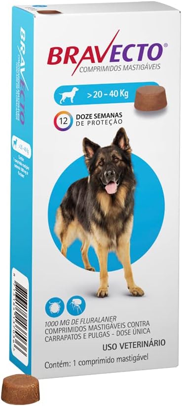 Bravecto 1000Mg para Cães 20 a 40Kg