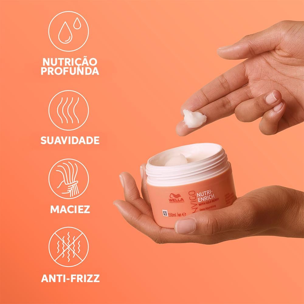 Destaca a leitura do rótulo e possíveis informações de linha, capacidade e identidade visual da Wella.