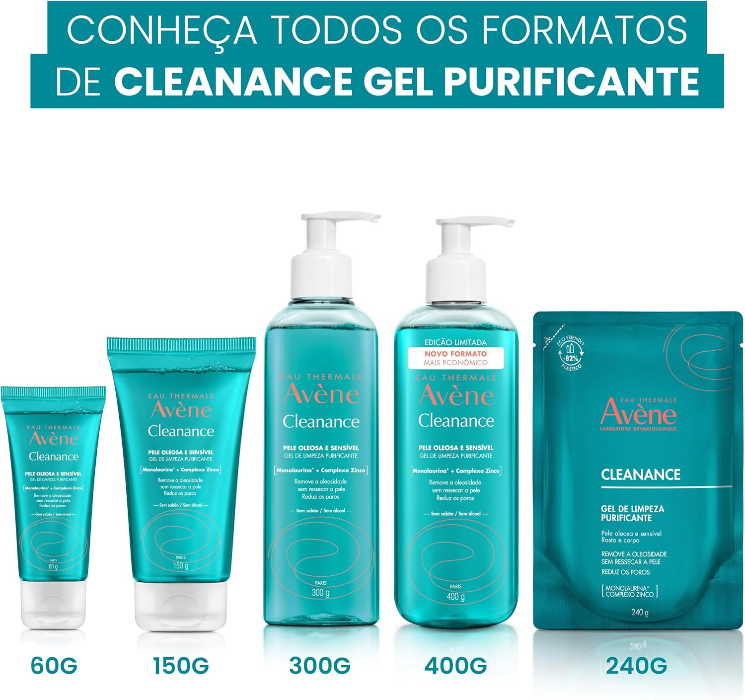 Detalhes de rotulagem e proposta do produto para pele oleosa e sensível.