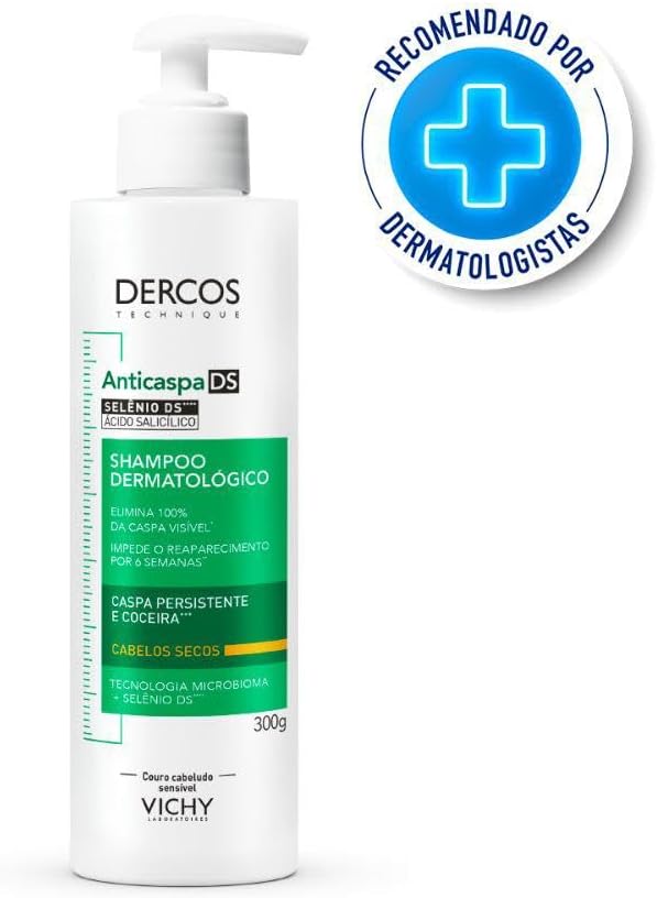Ajuda a identificar a versão exata para cabelos secos e a proposta anticaspa dermatológica.
