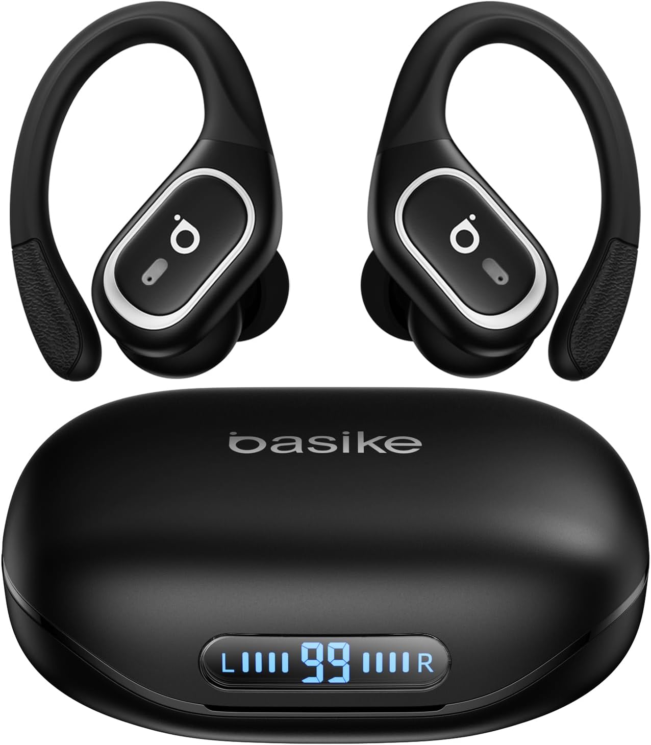 Basike Fone de Ouvido Bluetooth 6.0 Esportivo Intra-Auricular, Som Hi-Fi Estéreo, Suporta Chamadas de Voz, Display LED, Tws/Ipx5/Enc Compatível com Android e Ios – Preto