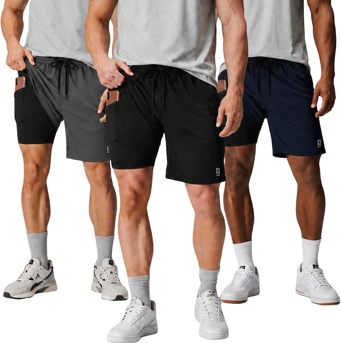 Kit 3 Shorts Masculino 2 Em 1