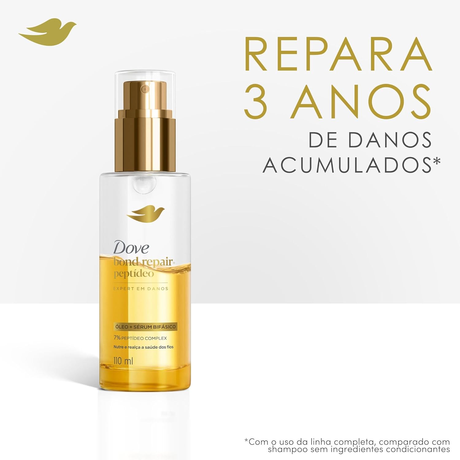 Ajuda a sustentar o argumento de reparação, nutrição e ação antifrizz/termoproteção.