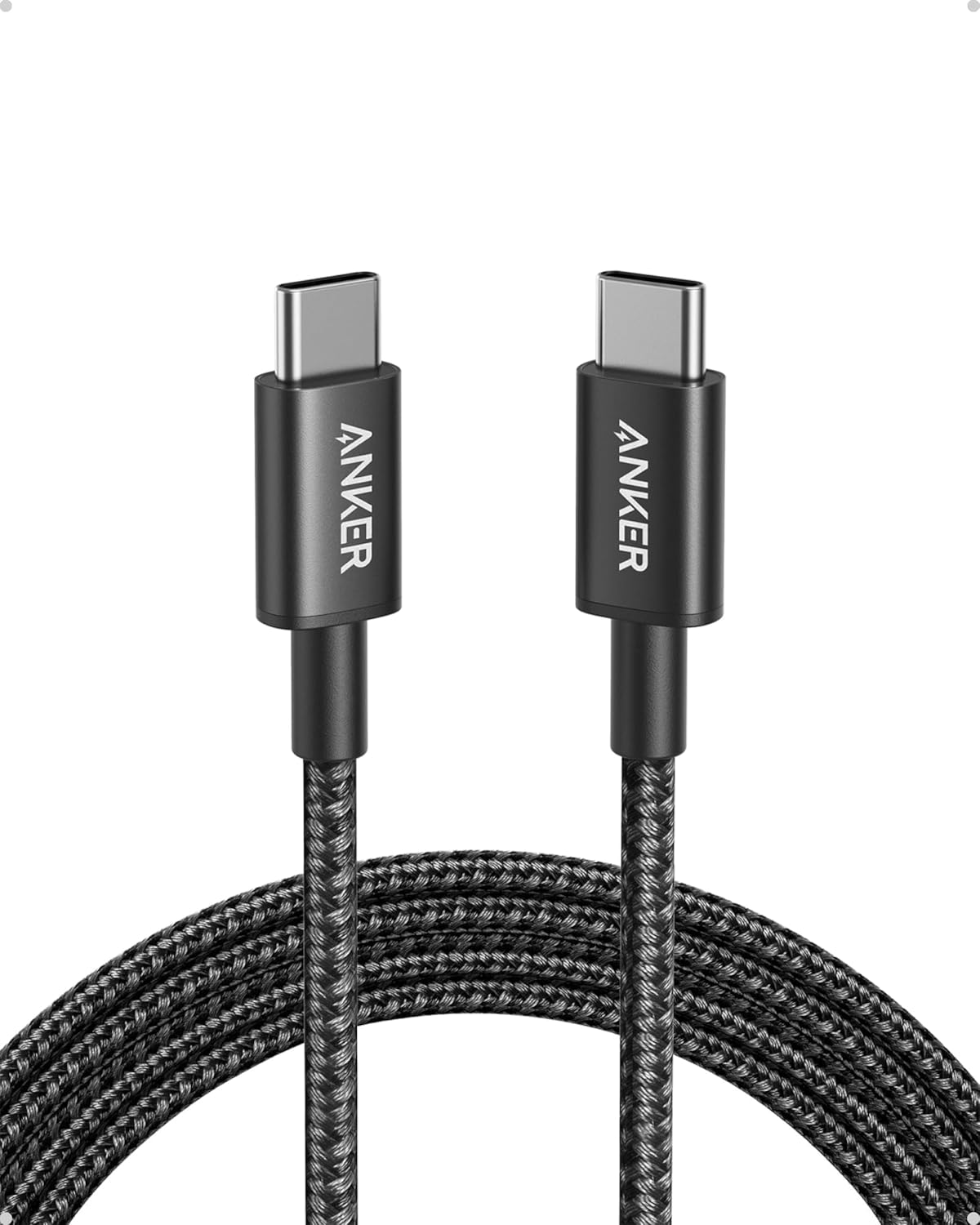 Anker Cabo USB-C para USB-C (Tipo C), 60W de Carregamento Rápido para Iphone Série 17/16/15, Samsung,Xiaomi,Macbook Pro e Mais(1,8M, Pacote de 2, Preto)
