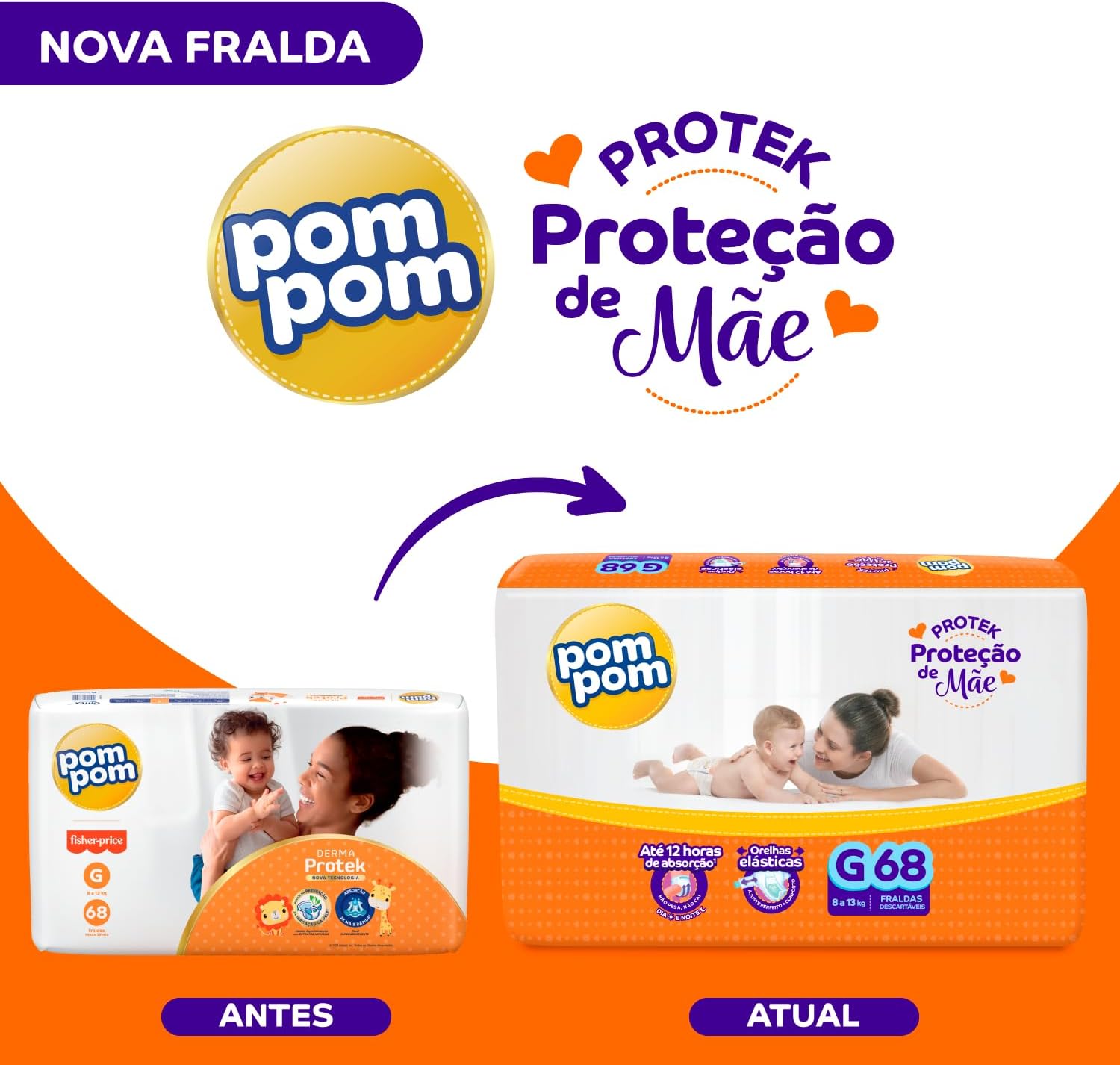Explica a construção da fralda e como ela melhora absorção e conforto.