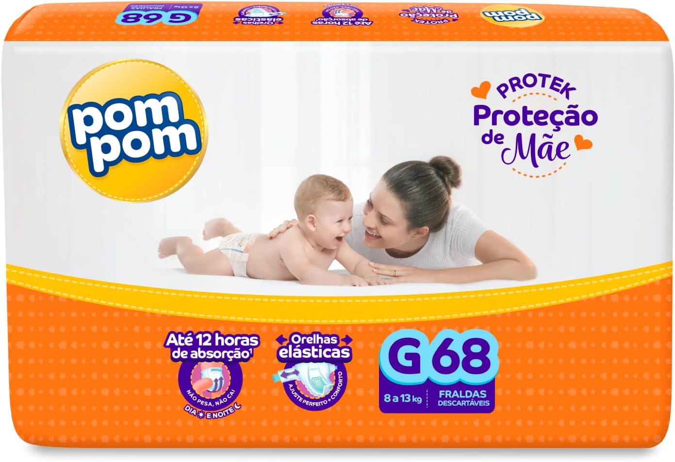 Fralda Pom Pom Protek G 68 Unidades
