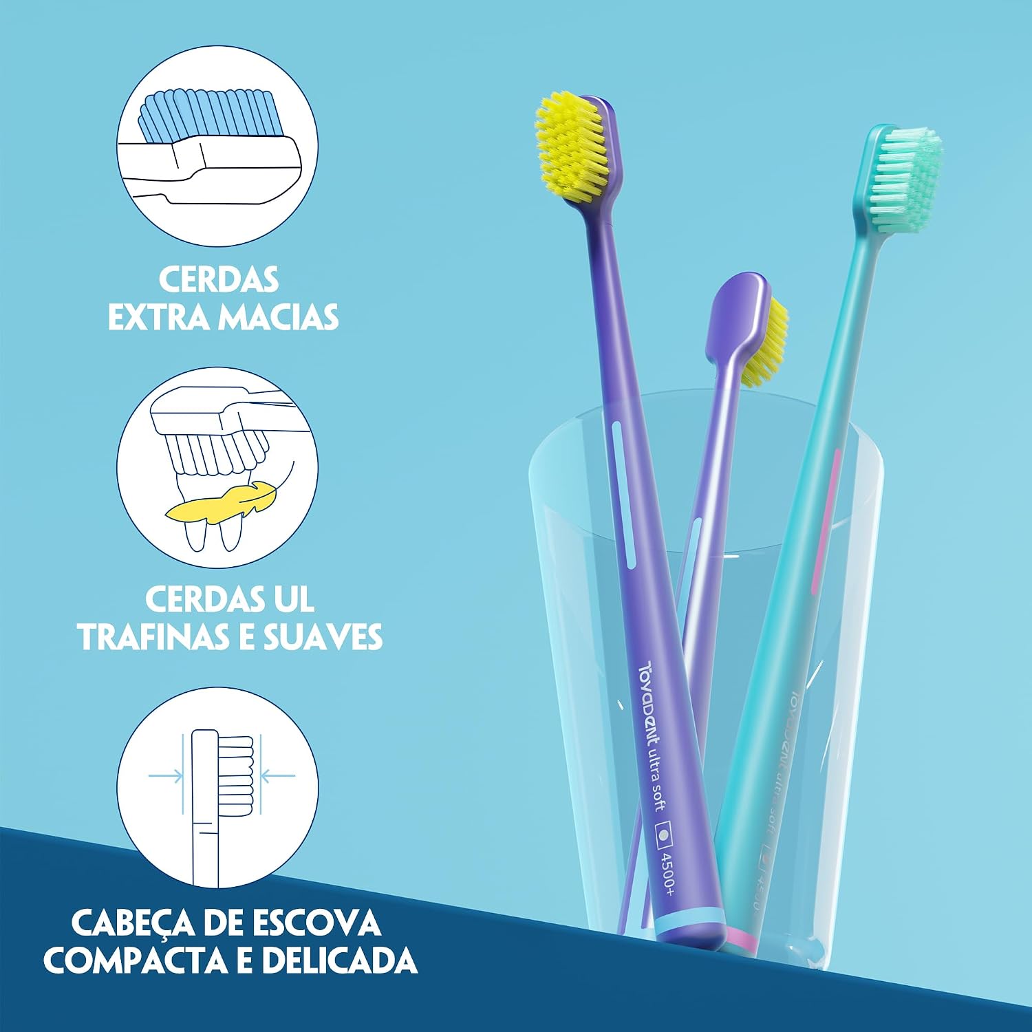 Ajuda a evidenciar ergonomia, tamanho da cabeça e aparência das cerdas.