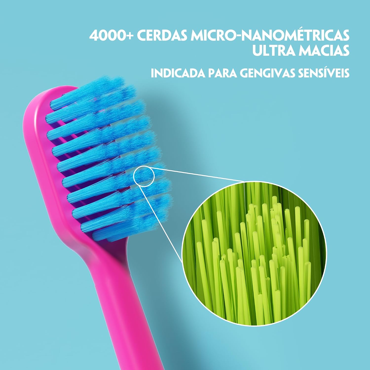 Evidencia proteção das cerdas contra poeira e contaminação, útil para transporte e armazenamento.