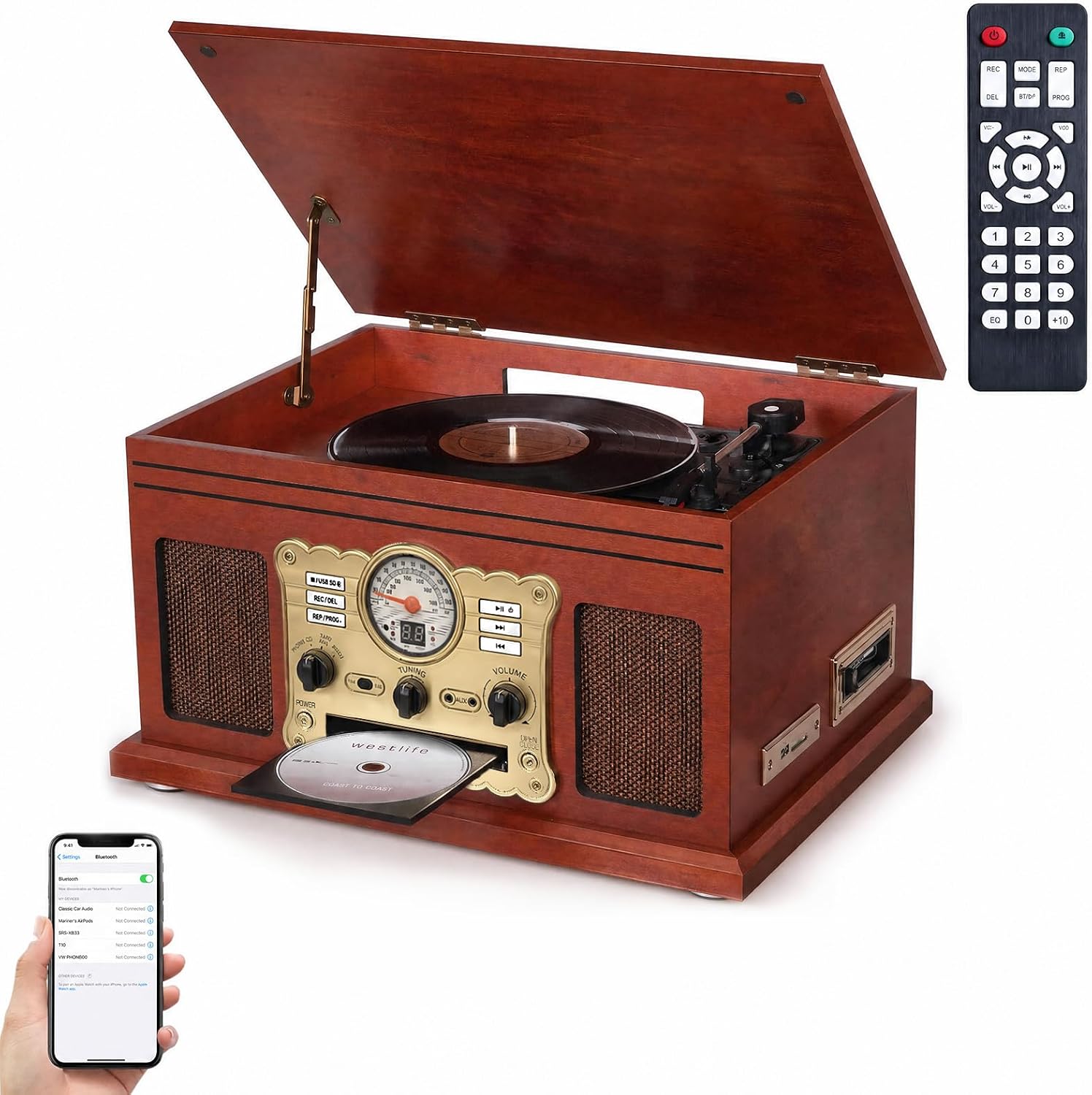 Vedo Toca-Discos 10 Em 1 Bluetooth