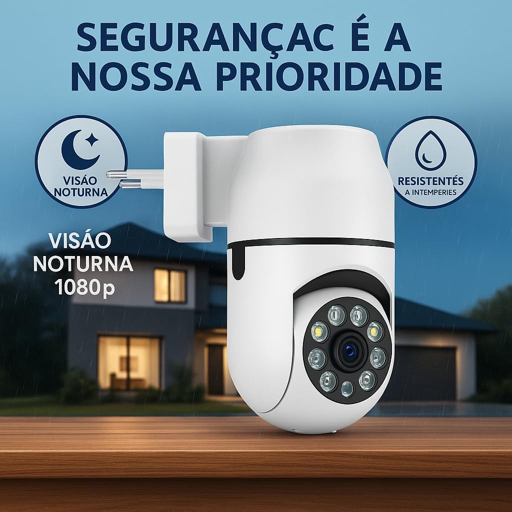 Mostra como o produto se encaixa em ambiente real e reforça a ideia de monitoramento doméstico prático.