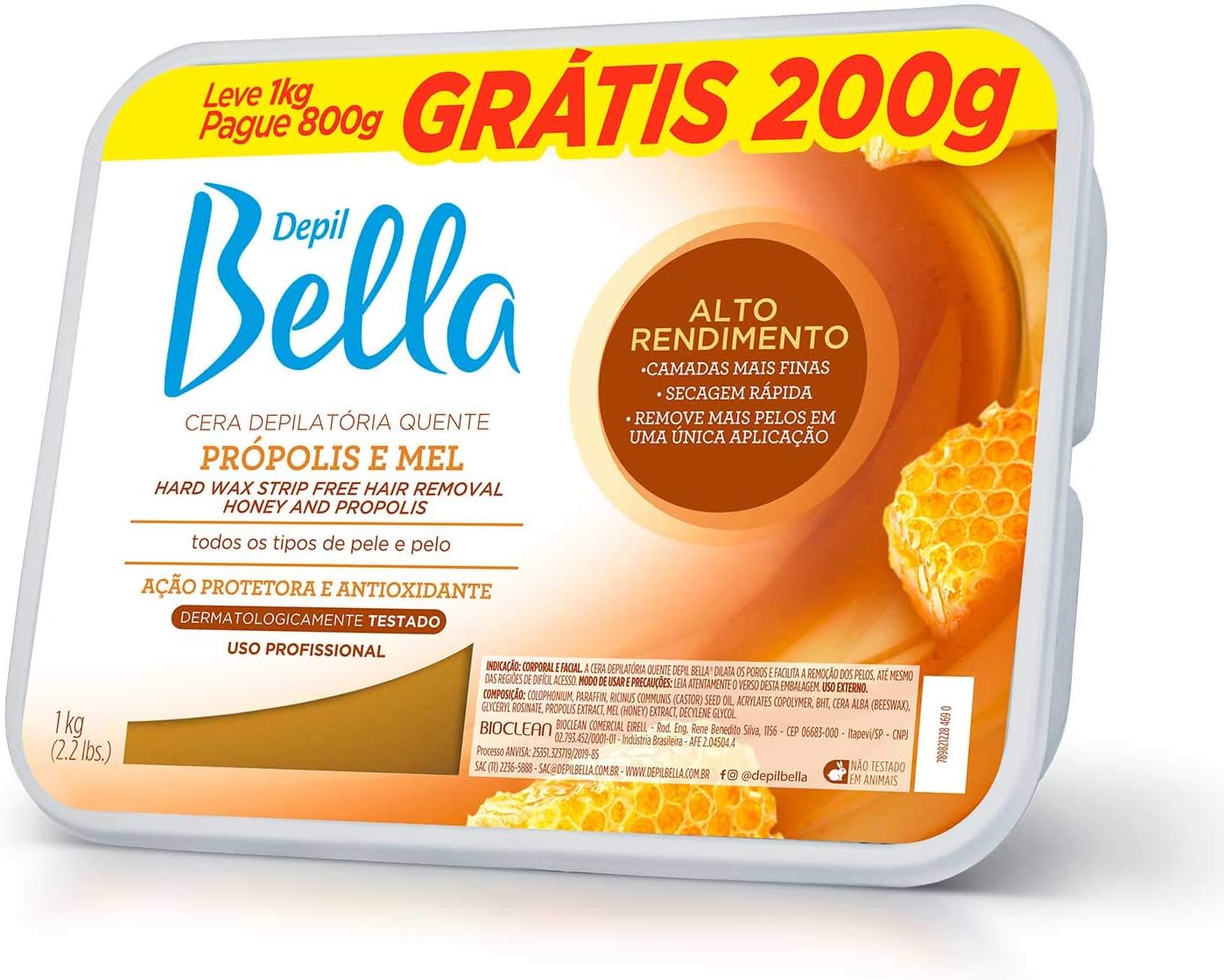 Depil Bella Cera Depilatória Própolis e Mel 800G
