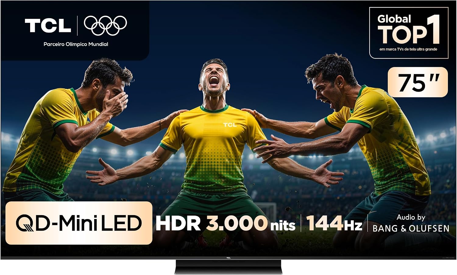 Smart Tv Tcl 75 Polegadas Qled Mini LED 4K C7K Wi-Fi Bluetooth Google Tv 4 Hdmi 144Hz Hdr10+ 75C7K