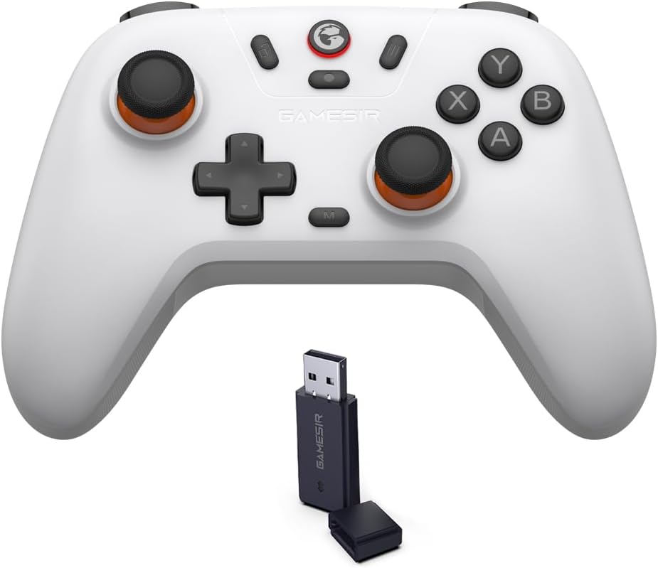 Gamesir Nova Lite Controle Bluetooth e sem Fio 2.4G para Pc Windows, Celular Android Iphone, Nintendo Switch e Steam Deck, Gamepad com Hall Effect Anti-Drift, Turbo, Vibração, Dongle USB (Branco)