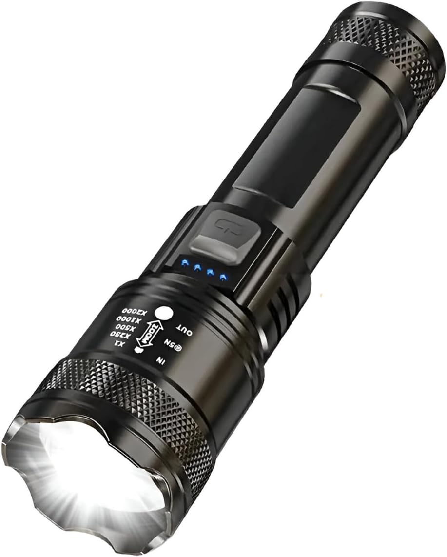 Lanterna Tática T9 LED Recarregável P50 USB Super Potente 1200 Lumens 3 Modos de Iluminação Zoom Longo Alcance Leve e Resistente