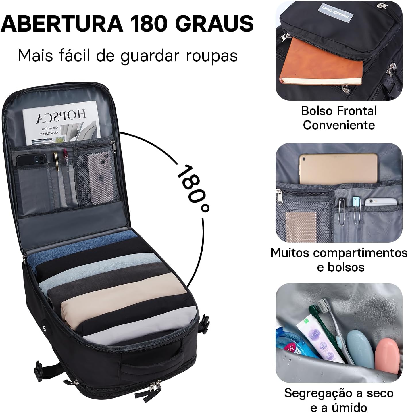 Ajuda a comunicar como a mochila se comporta no dia a dia, especialmente em mobilidade e praticidade.