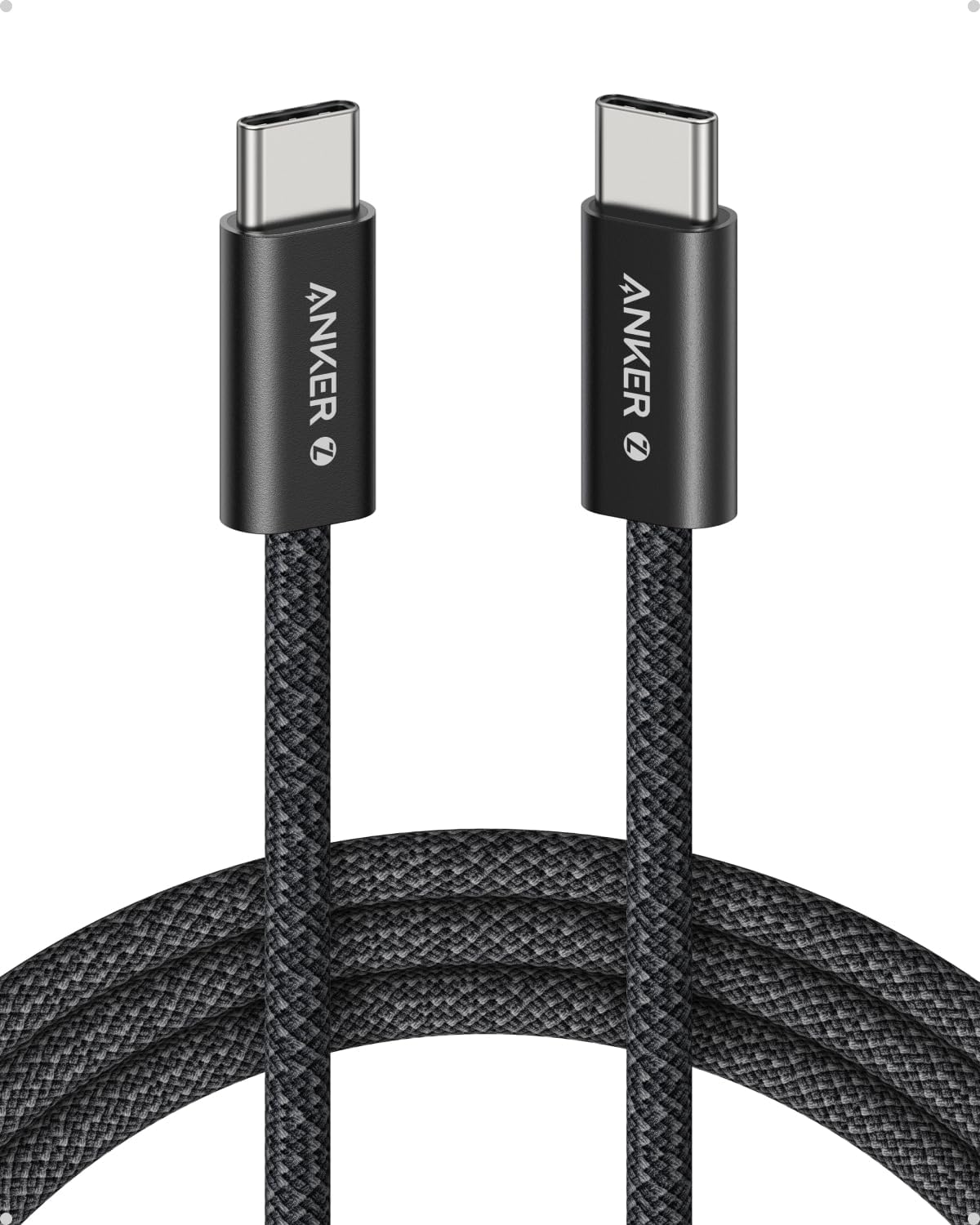 Anker Zolo Cabo USB-C para USB-C (Tipo C), 240W de Carregamento Rápido, Trançado e Livre de Sujeira, Conector Fino, para Iphone Série 17/16/15,Xiaomi,Samsung, Macbook (Preto, 1,5 M)