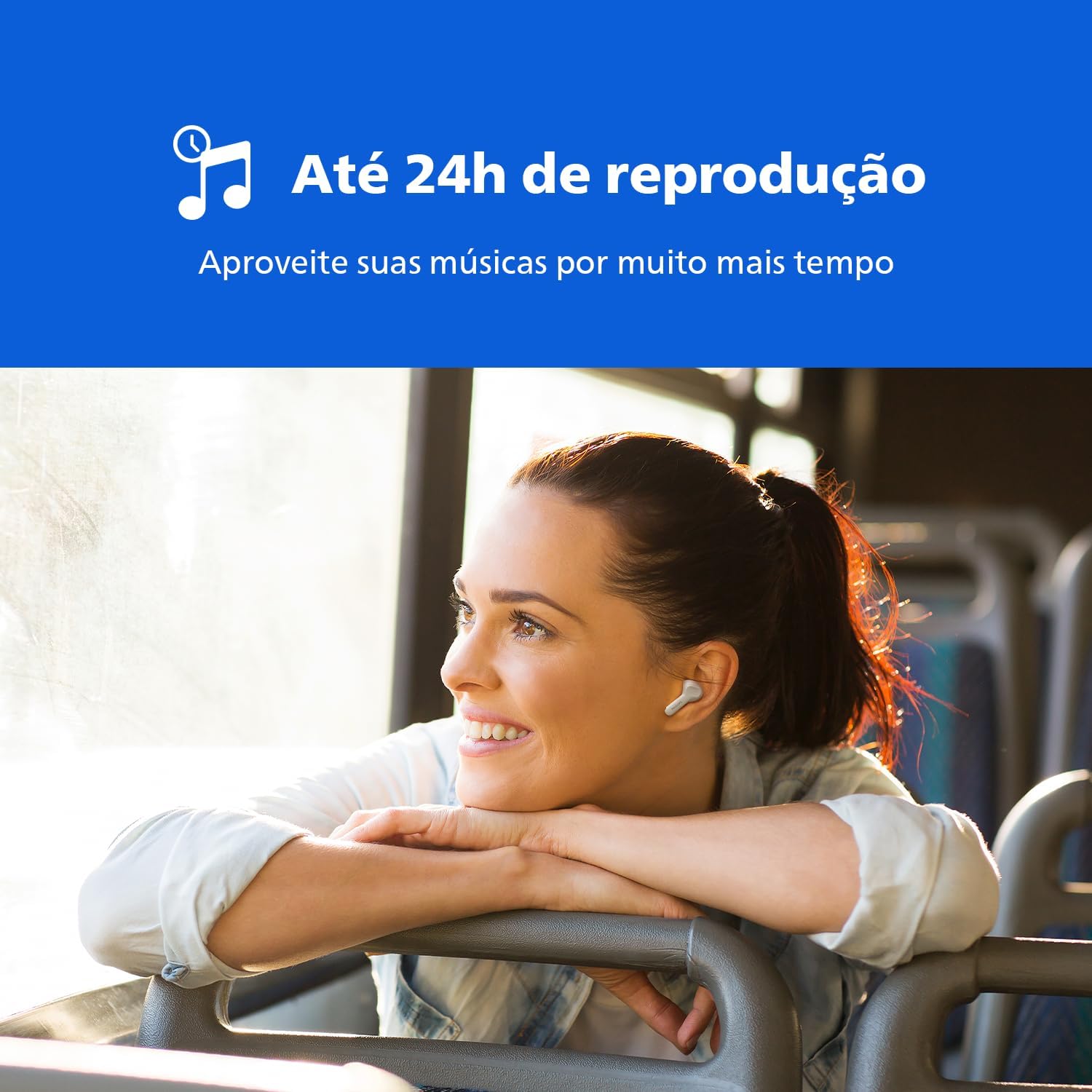 Ajuda a reforçar o tamanho compacto, o encaixe intra-auricular e o acabamento do conjunto.