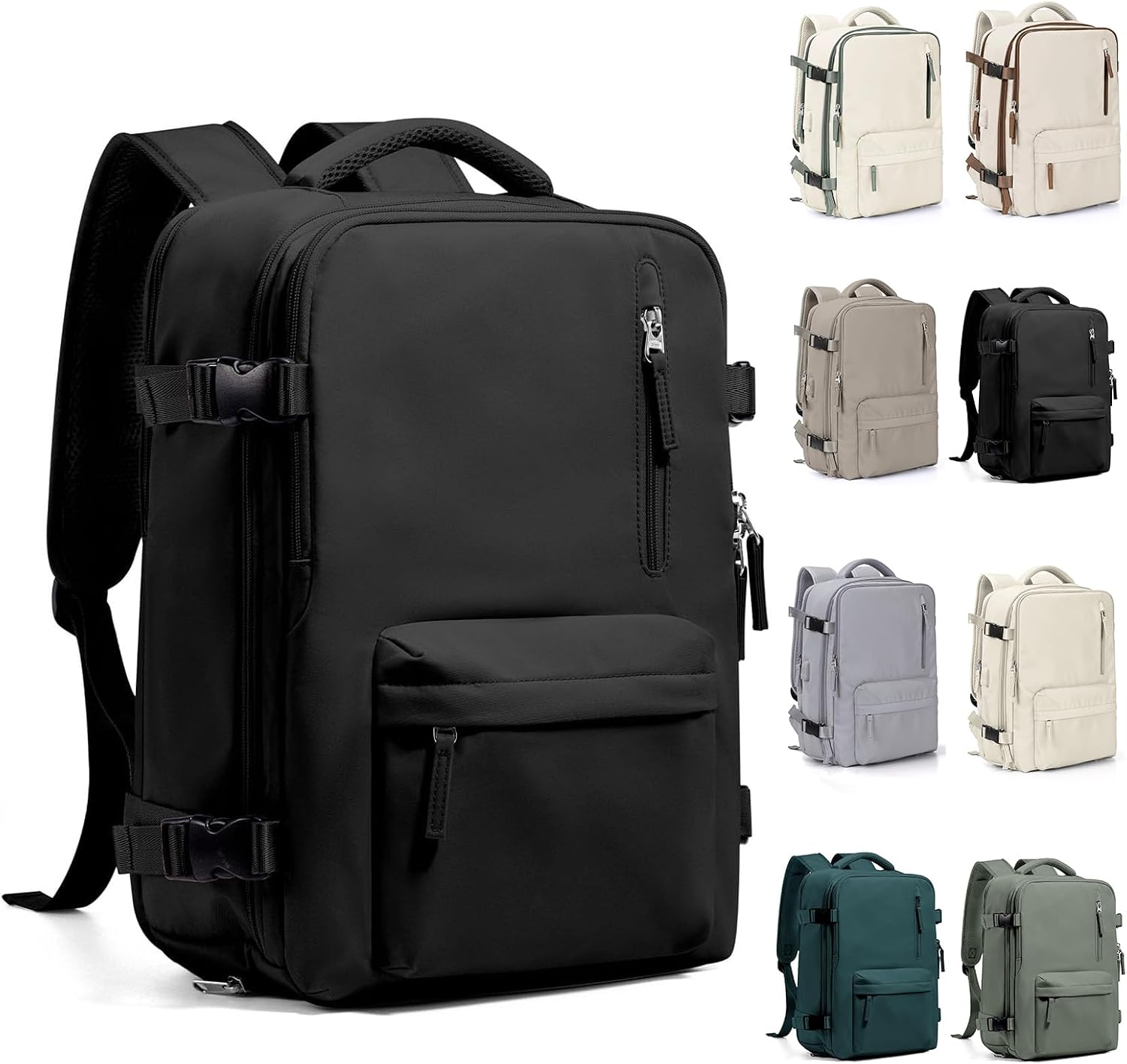 Mochila Viagem, Mochila Feminina Avião,40L Impermeável & Expansível,Com Porta USB, Mochila Notebook Masculina Grande para Trabalho Casual Esportes Hiking Escolar Presente