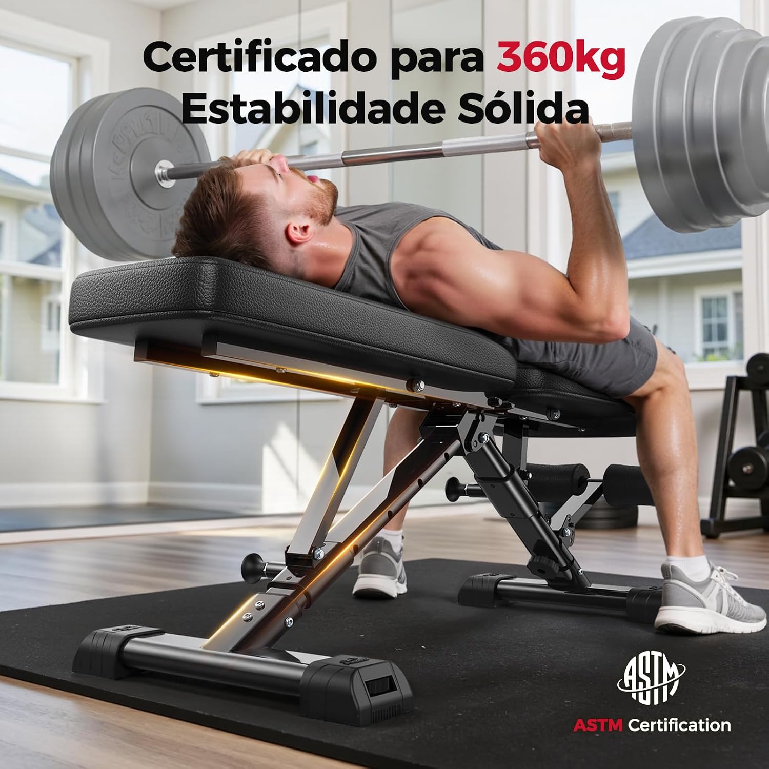 Ajuda a destacar a construção, o formato do encosto e a sensação de estabilidade da base e da armação.