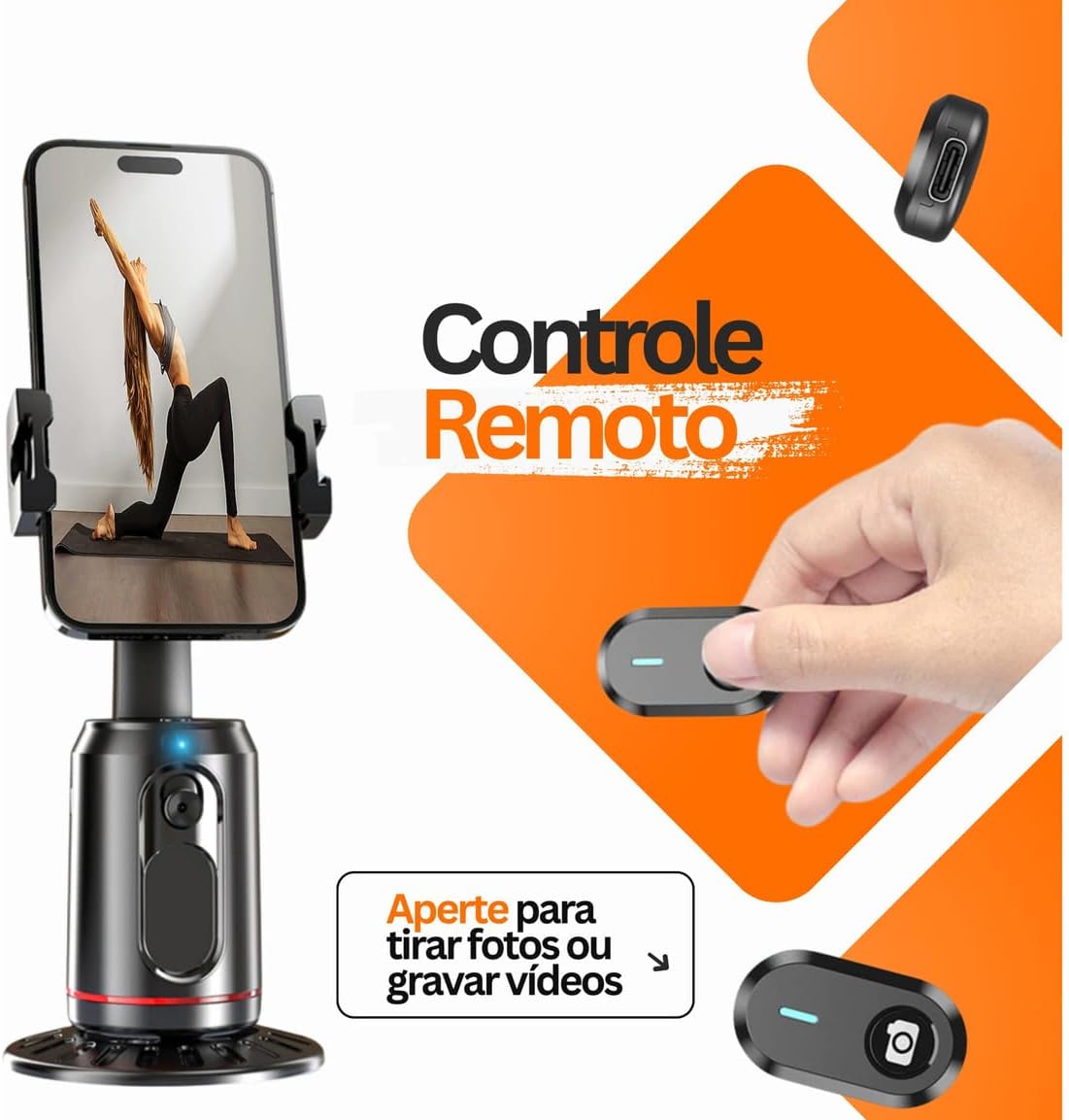 Destaca a parte motorizada e a construção do suporte, reforçando a ideia de rastreamento automático.