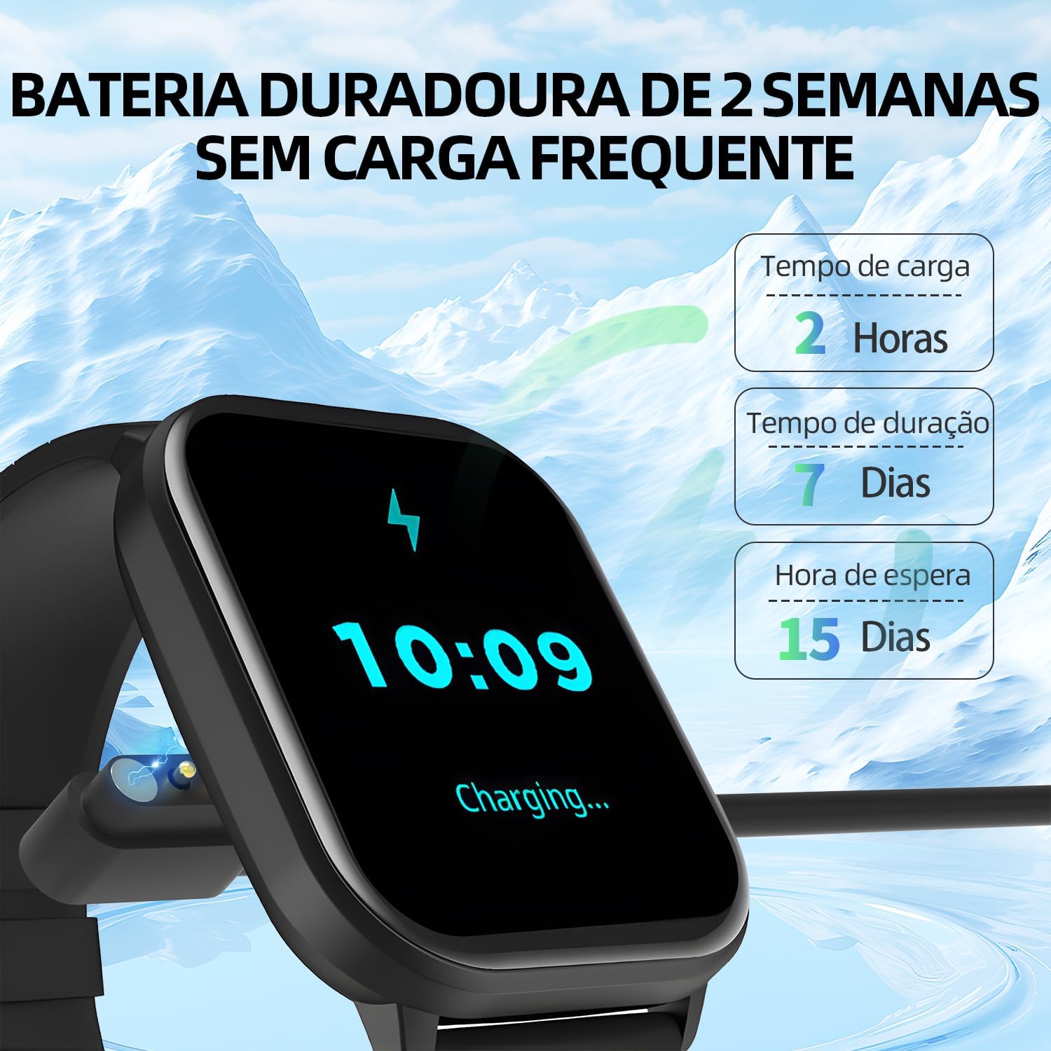 Destaca a tela touch e a leitura visual do display.