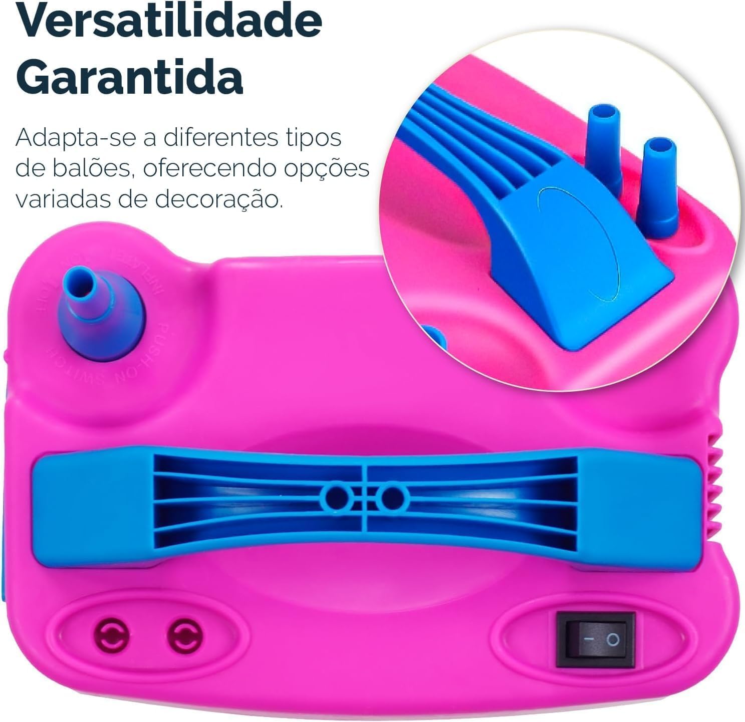 Evidencia a utilidade real do produto no enchimento de balões para eventos e montagem de festas.