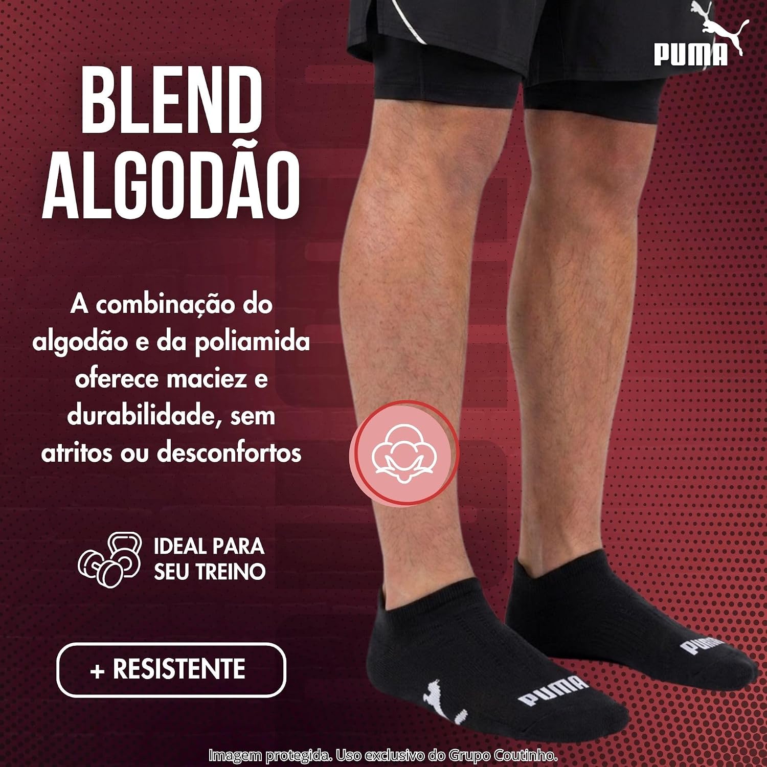 Ajuda a evidenciar material, toque macio, costura fina e sensação de conforto.