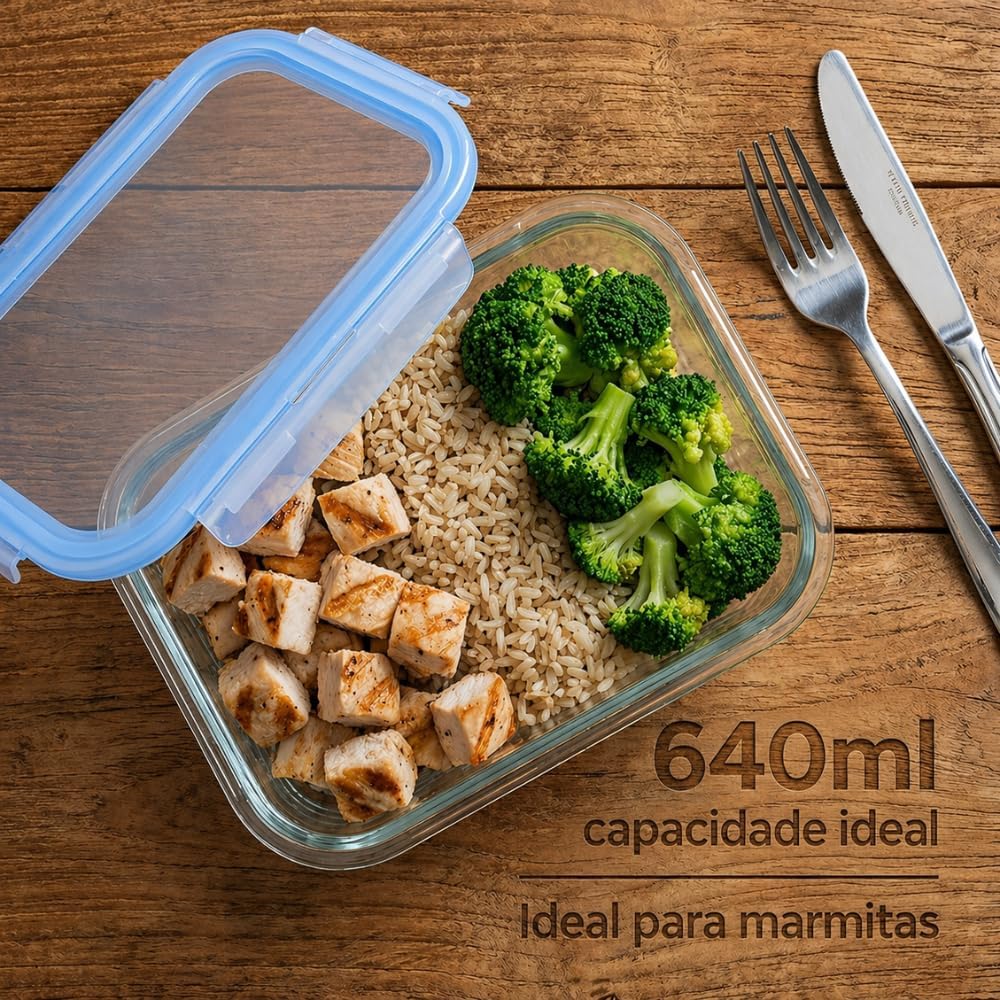 Ajuda a destacar aplicação real para marmitas, geladeira ou armazenamento de alimentos.
