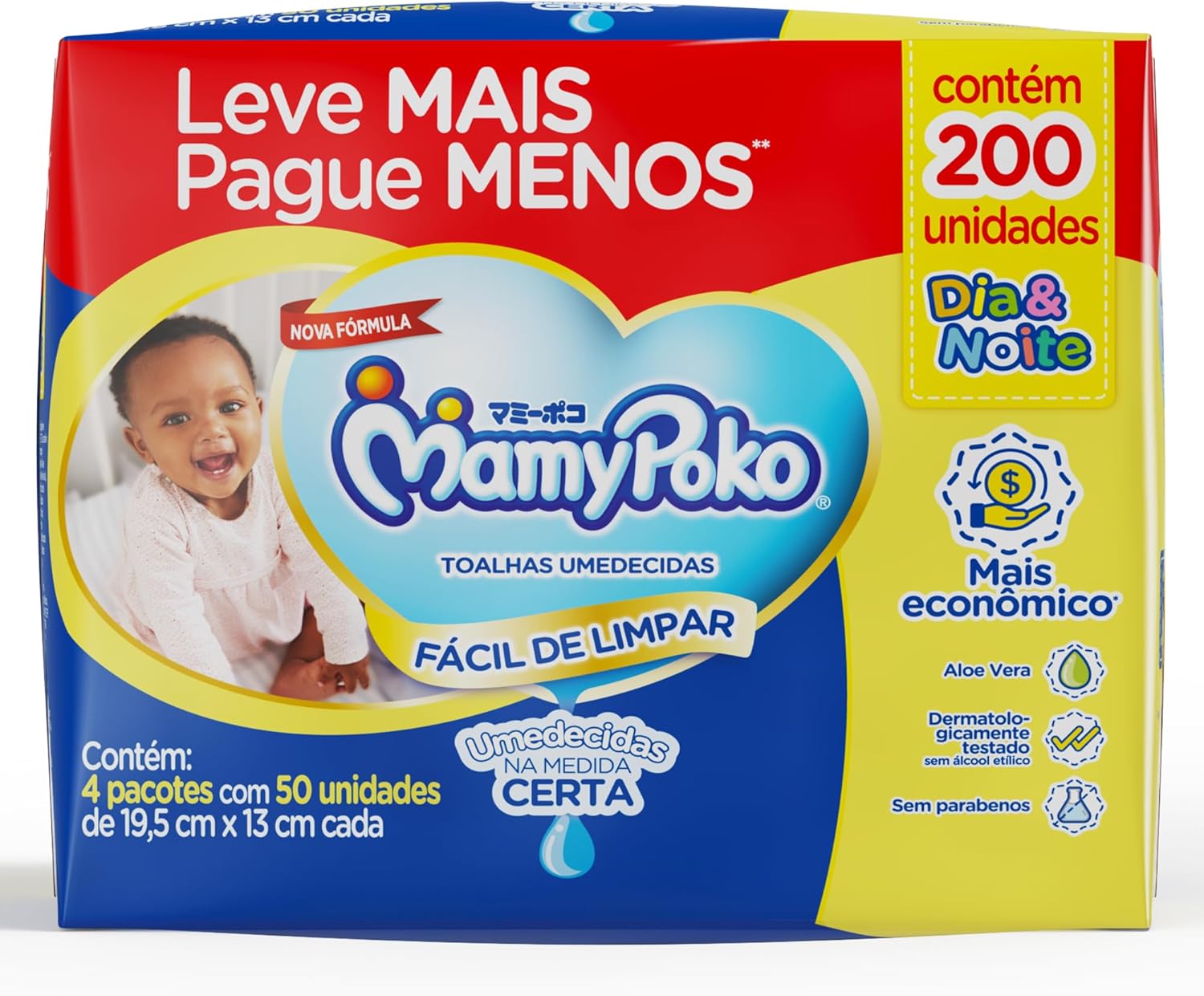 Mamypoko Lenços Umedecidos Dia&Noite 200 Unidades