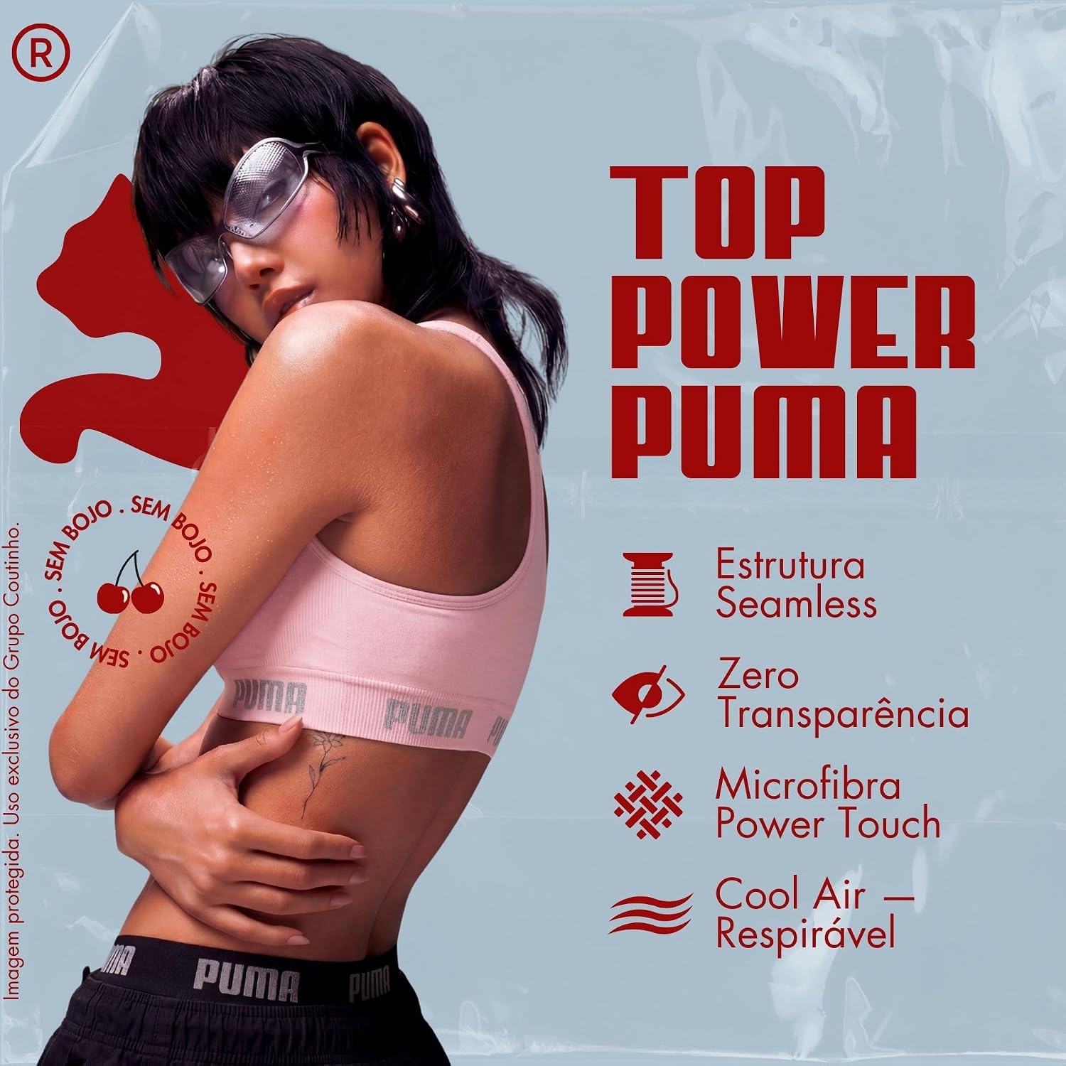 Ajuda a observar modelagem, cobertura e estilo esportivo do produto.