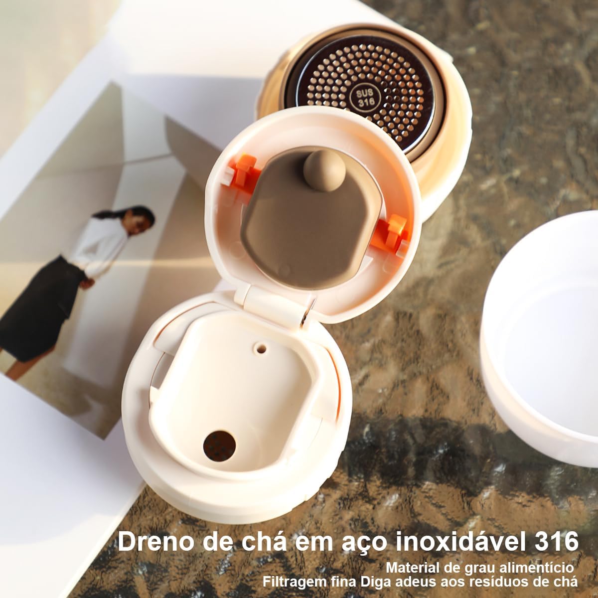 Destaca detalhes de construção e acabamento, úteis para comentar qualidade percebida e praticidade.